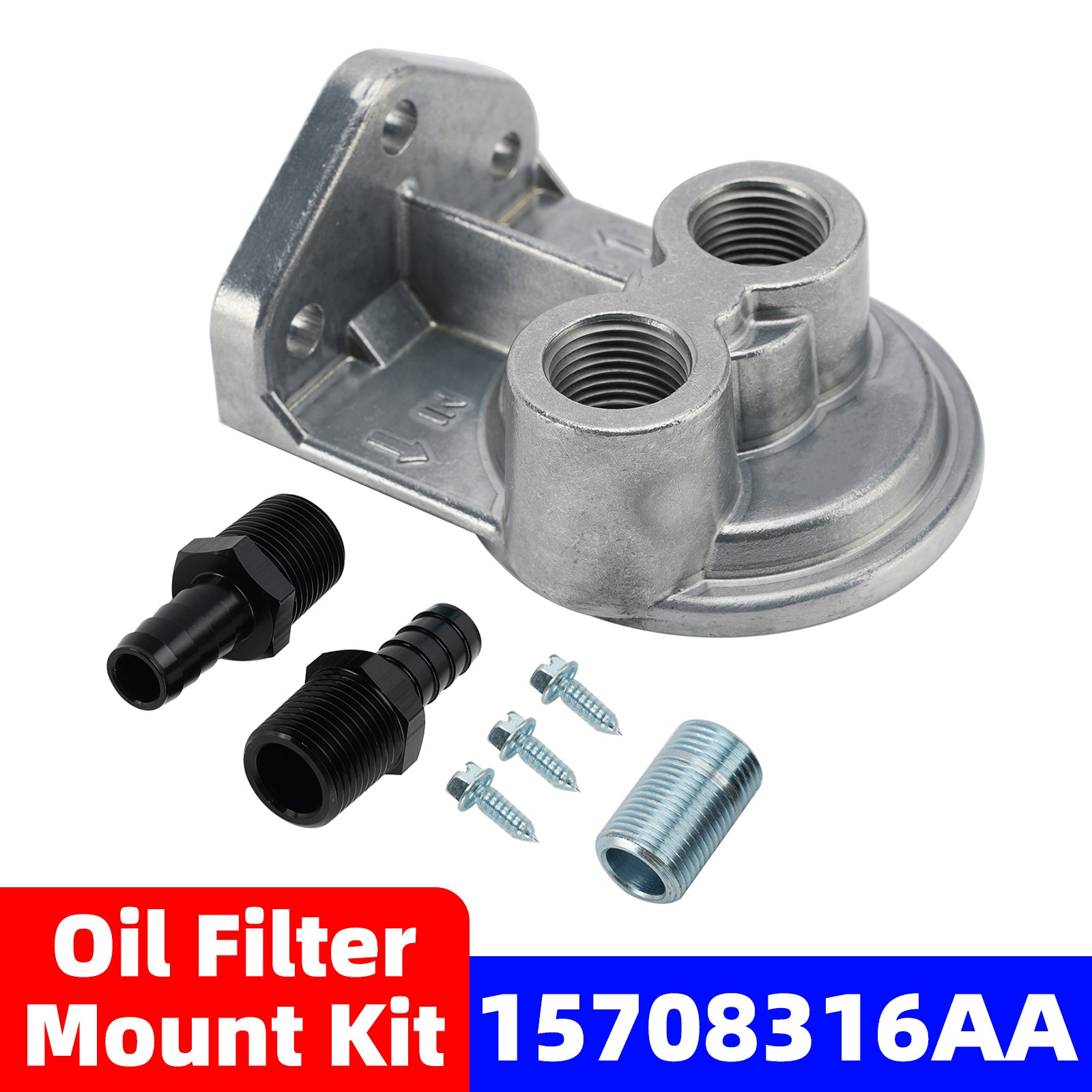 15708 Oil Filter Mount Kit 1/2 in NPT Female Ports 3/4-16 in Center Thread