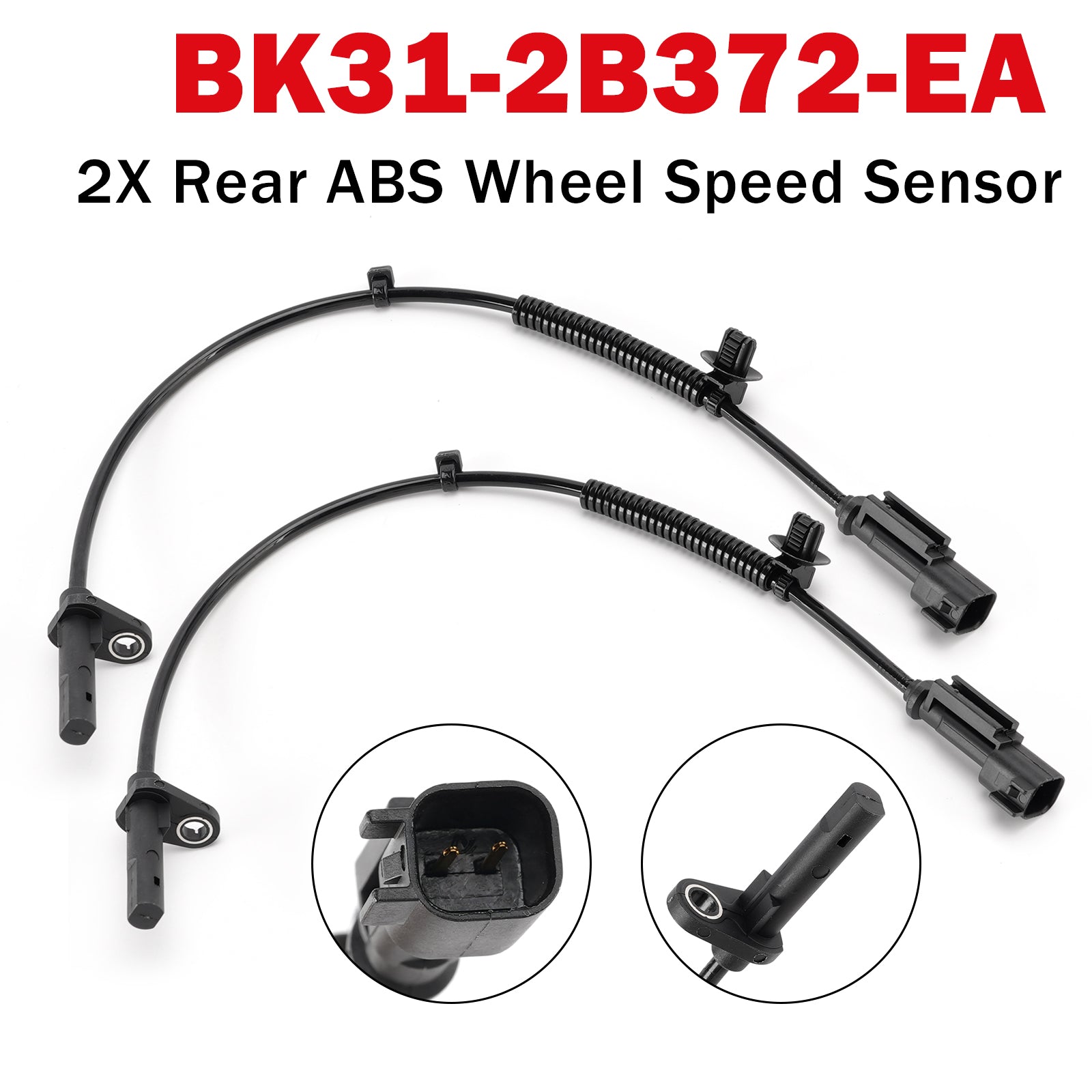 2X Rear ABS Wheel Speed Sensor for Ford Transit 1817687 BK31-2B372-EA
