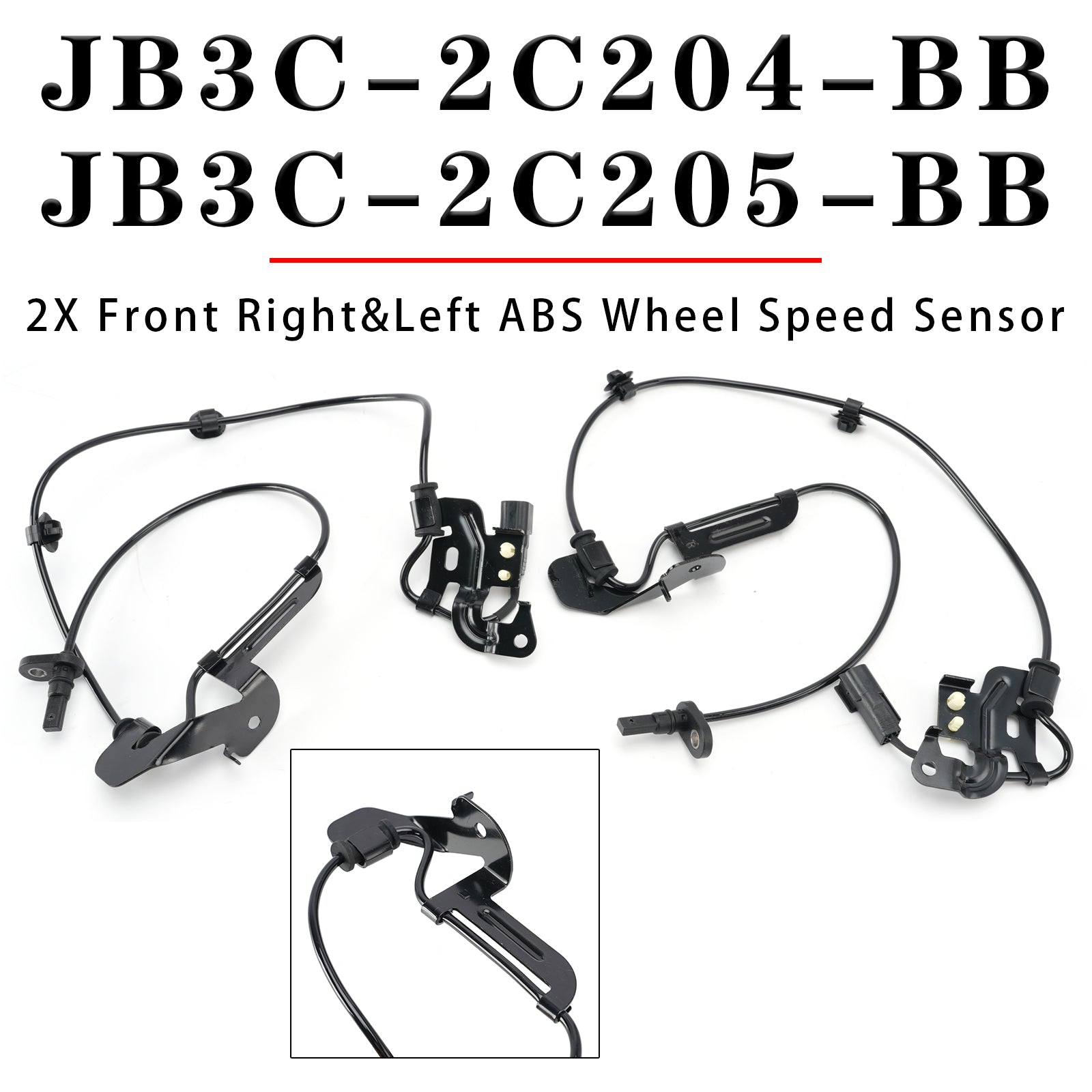 2X Front Right&Left ABS Wheel Speed Sensor for Ford JB3C-2C204-BB JB3C-2C205-BB