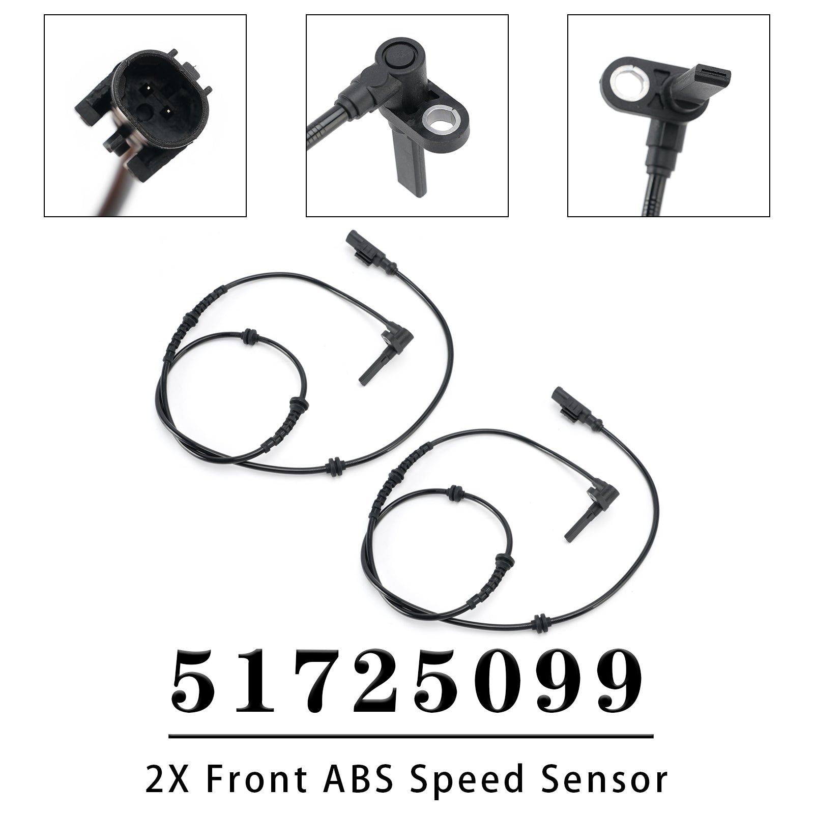 2X Front Right&Left ABS Speed Sensor for Citroen 51725099 52148329