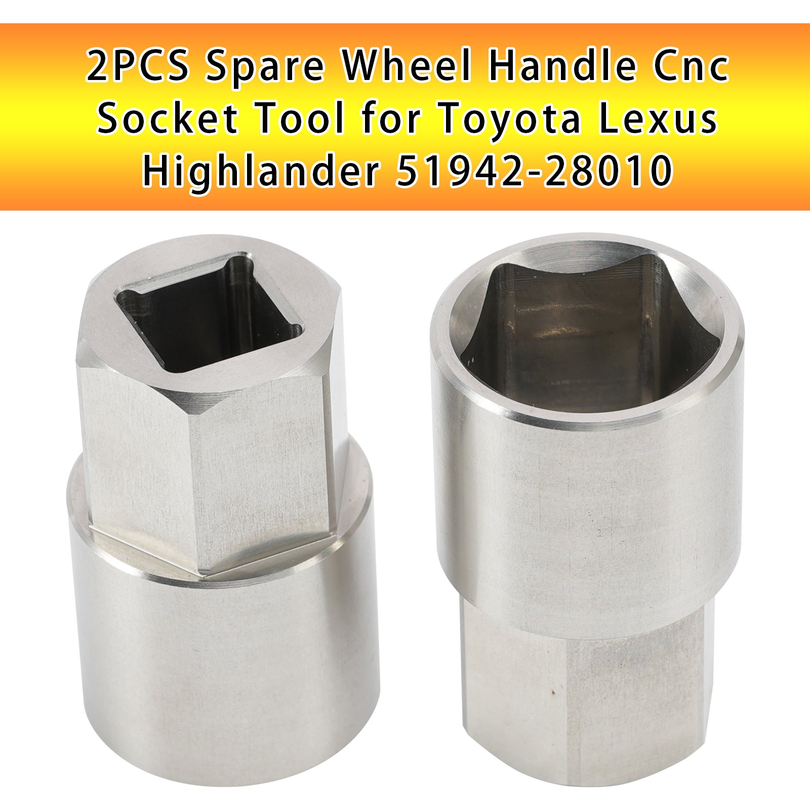 2PCS Spare Wheel Handle Cnc Socket Tool for Toyota Lexus Highlander 51942-28010