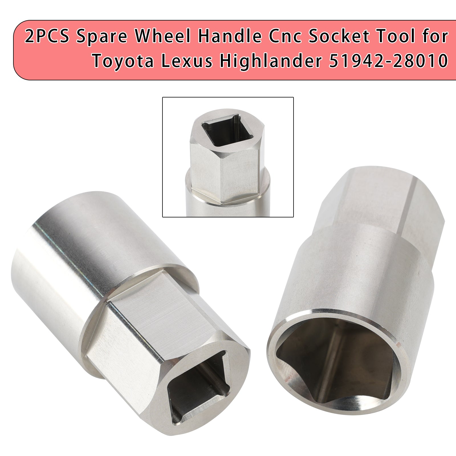 2PCS Spare Wheel Handle Cnc Socket Tool for Toyota Lexus Highlander 51942-28010