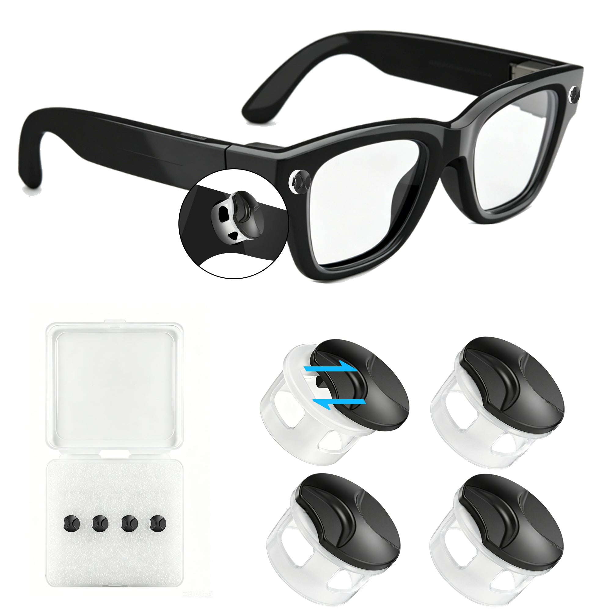 4 PC LED Light Blocking Covers for Ray-Ban Meta All Series Smart Glasses Gen1 Gen2 White