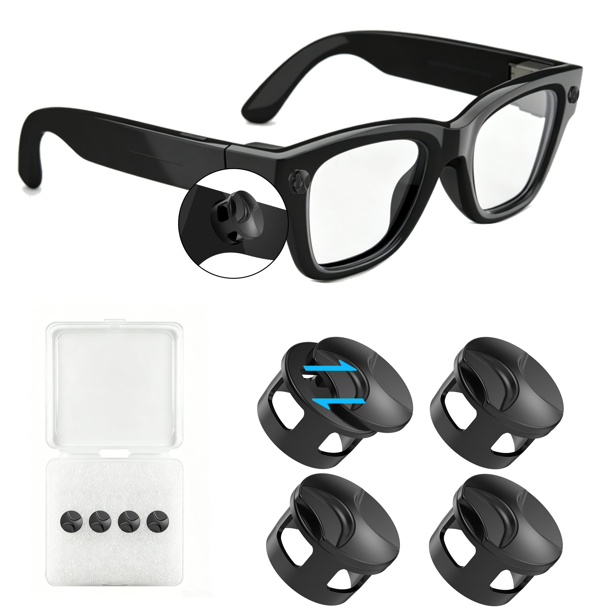 4 PC LED Light Blocking Covers for Ray-Ban Meta All Series Smart Glasses Gen1 Gen2 Black