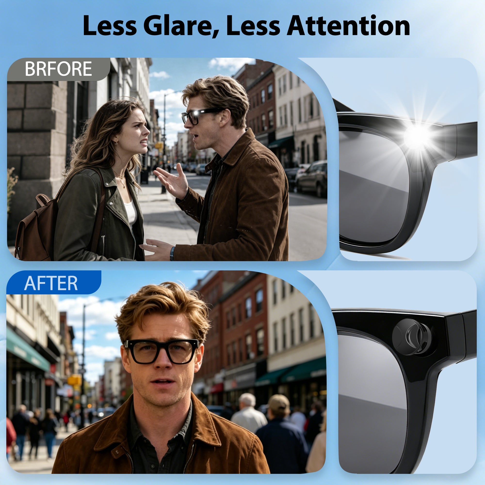 4 PC LED Light Blocking Covers for Ray-Ban Meta All Series Smart Glasses Gen1 Gen2 Black