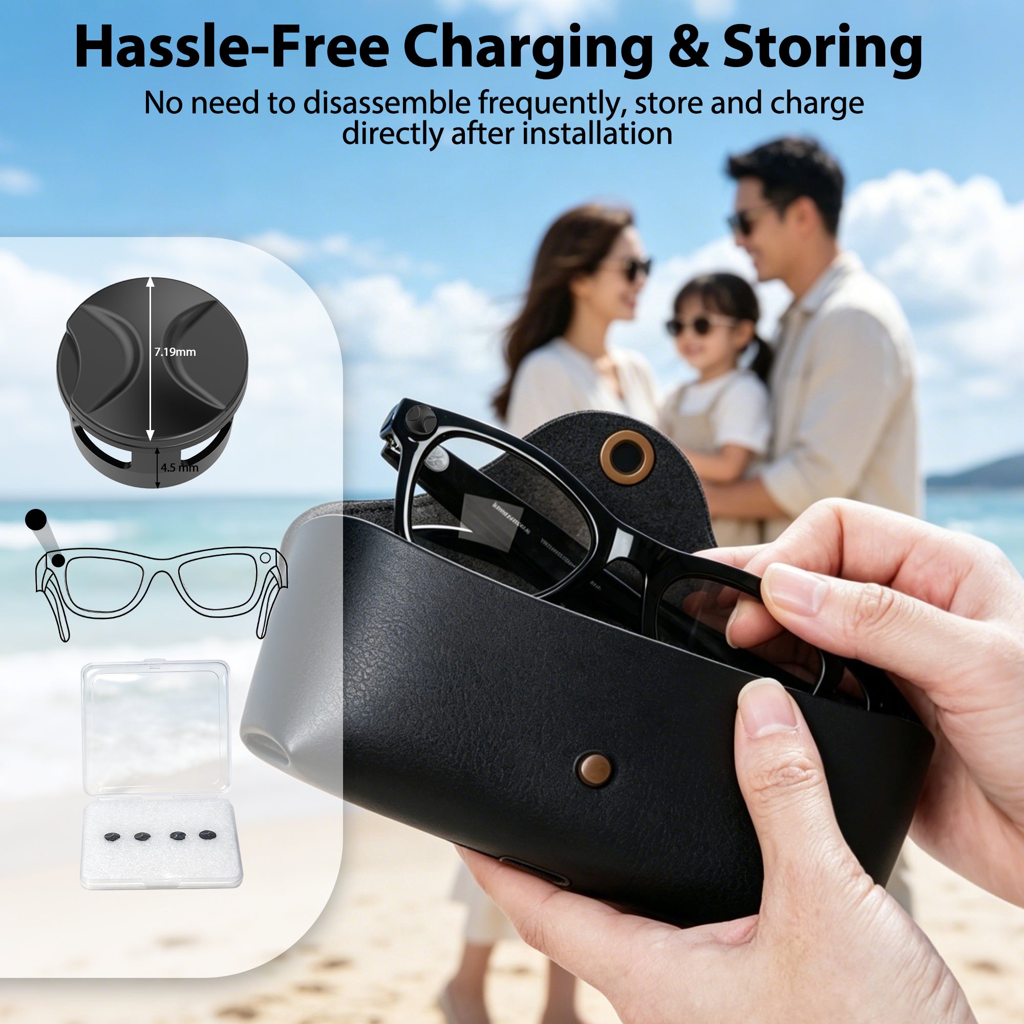 4 PC LED Light Blocking Covers for Ray-Ban Meta All Series Smart Glasses Gen1 Gen2 Black