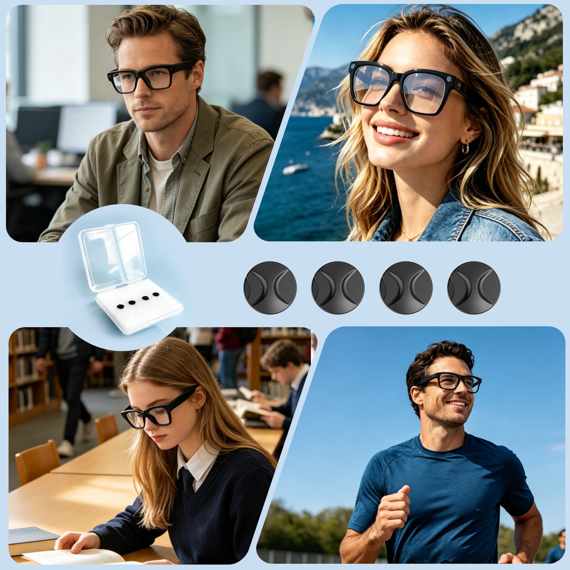 4 PC LED Light Blocking Covers for Ray-Ban Meta All Series Smart Glasses Gen1 Gen2 Black