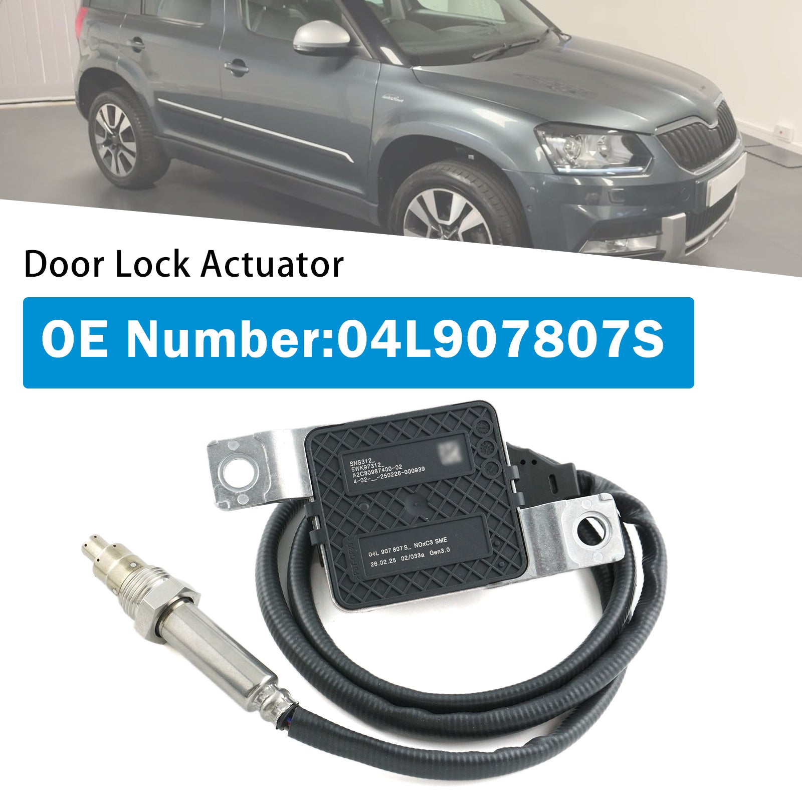 Nitrogen Oxide NOx Sensor 04L907807S 5WK97312 For SKODA YETI 2.0 TDI 2009-2017