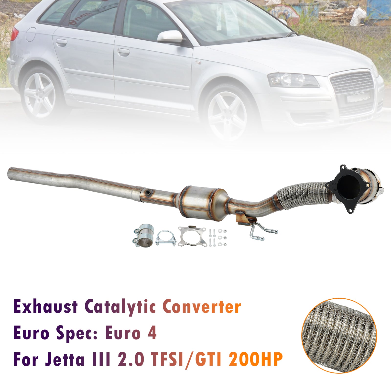 Exhaust Catalytic Converter For Audi A3 Seat Leon VW Golf V Jetta III 2.0