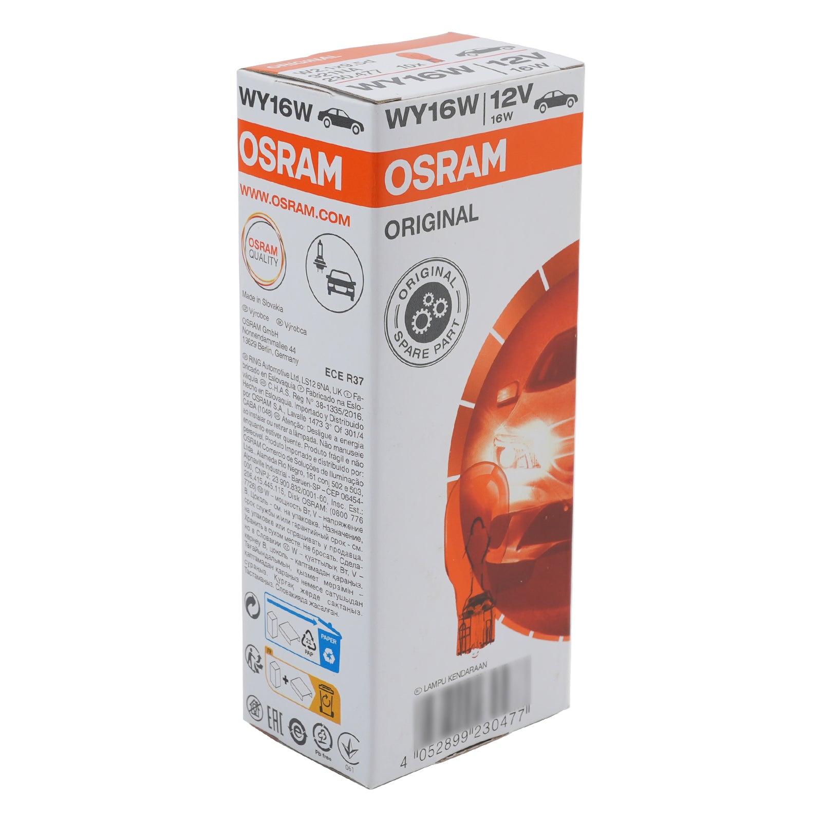 10Pcs Car Light Halogen Amber Signal Bulb WY16W 921NA 12V 16W For OSRAM