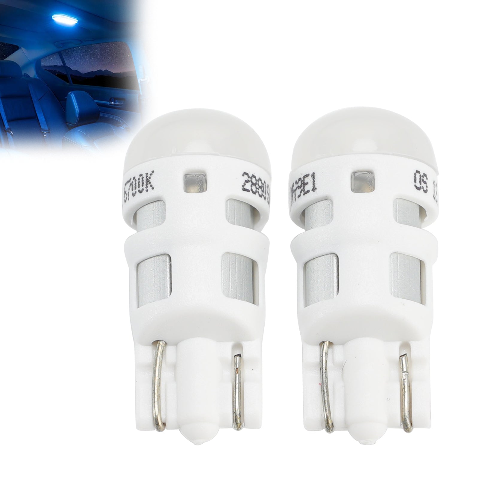 2Pcs Car Light Sky White LED Signal Bulb W5W T10 2880SW 12V 1W For OSRAM