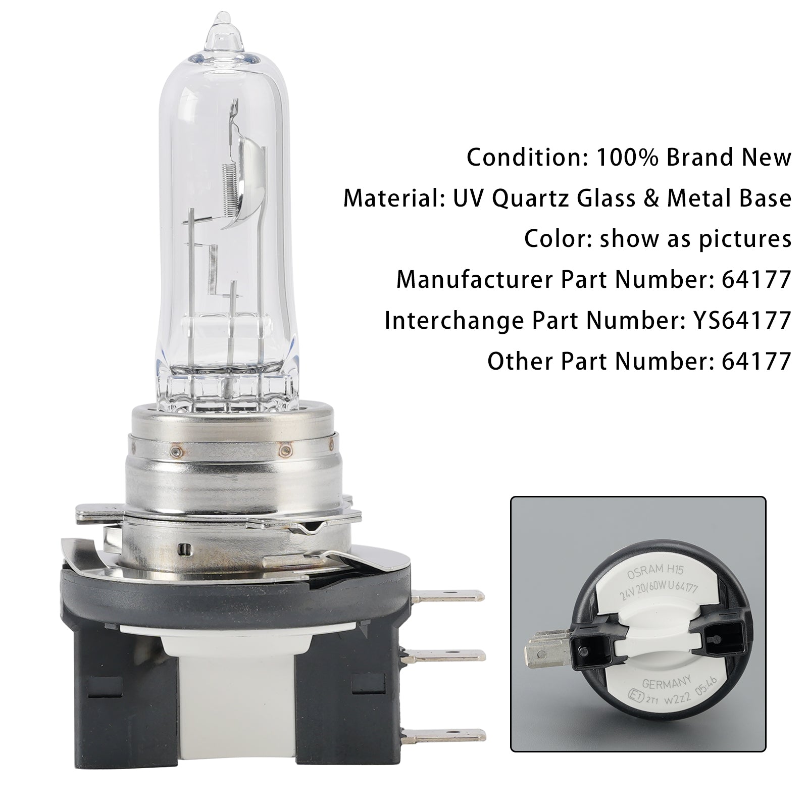 Car Light Halogen Headlight Bulb H15 64177 24V 20/60W PGJ23t-1 For OSRAM