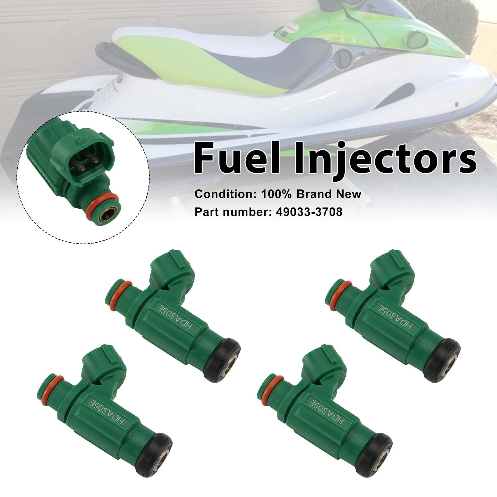 4PC Fuel Injectors 49033-3708 For Kawasaki Jet Ski Ultra 250X 260X 260LX 07-10