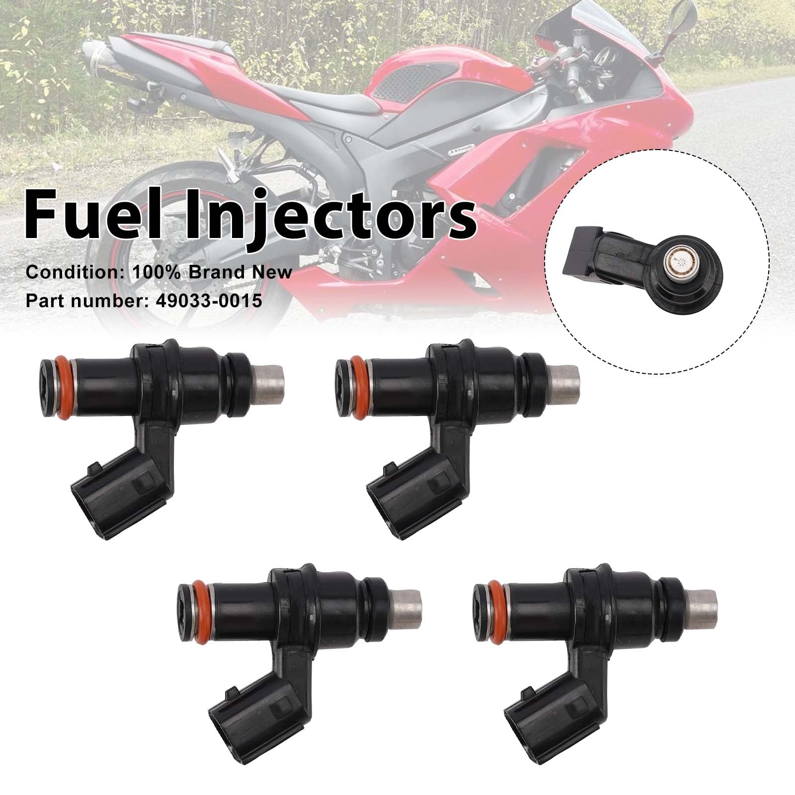 4PC Fuel Injectors 49033-0015  For Kawasaki Ninja ZX6R ZX600R ZX600P 07-12