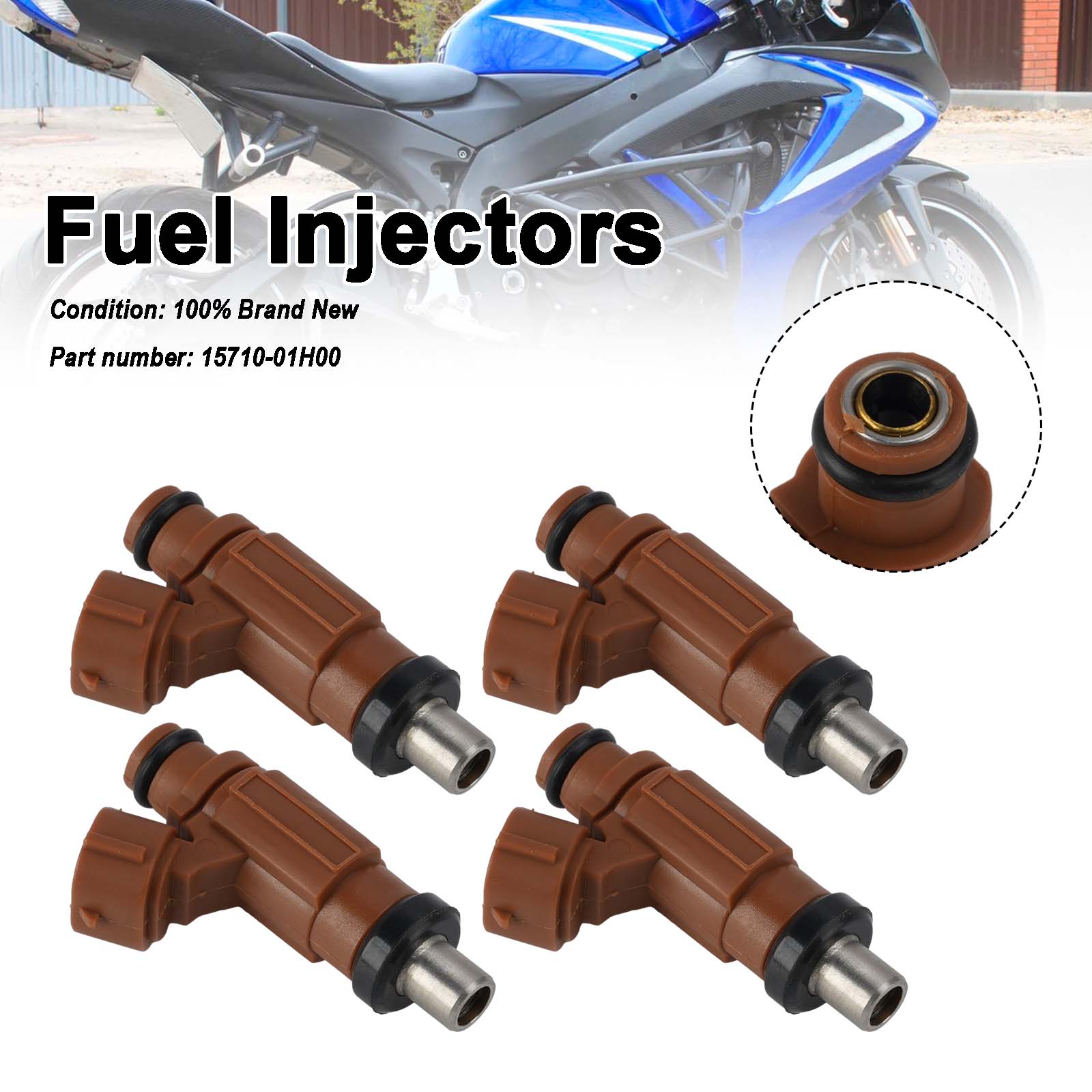 4PC Fuel Injectors 15710-01H00 For SUZUKI GSXR600 GSXR750 2006-2007
