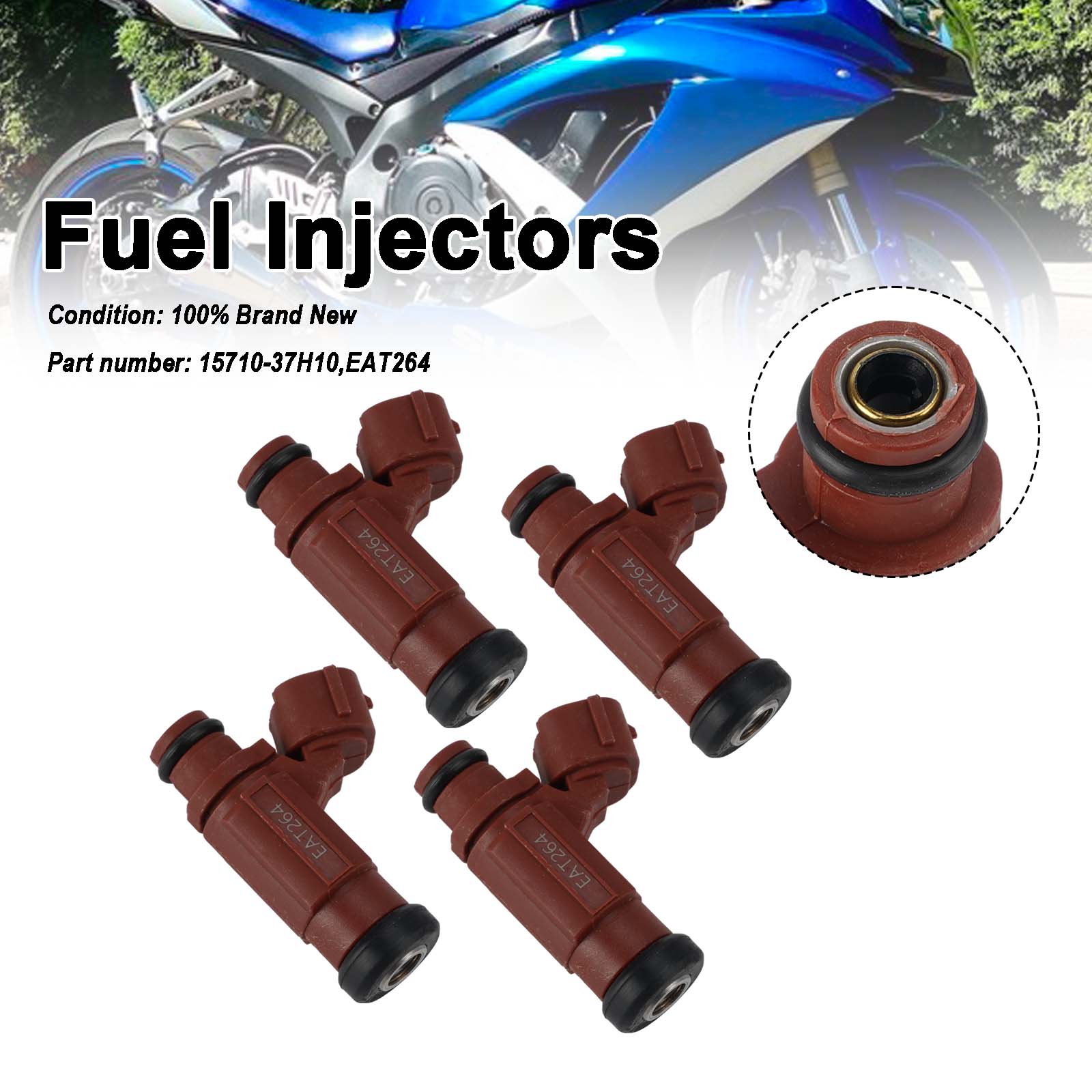 4PC EAT264 Fuel Injectors 15710-37H10 For Suzuki GSX-R600 GSX-R750 08-09