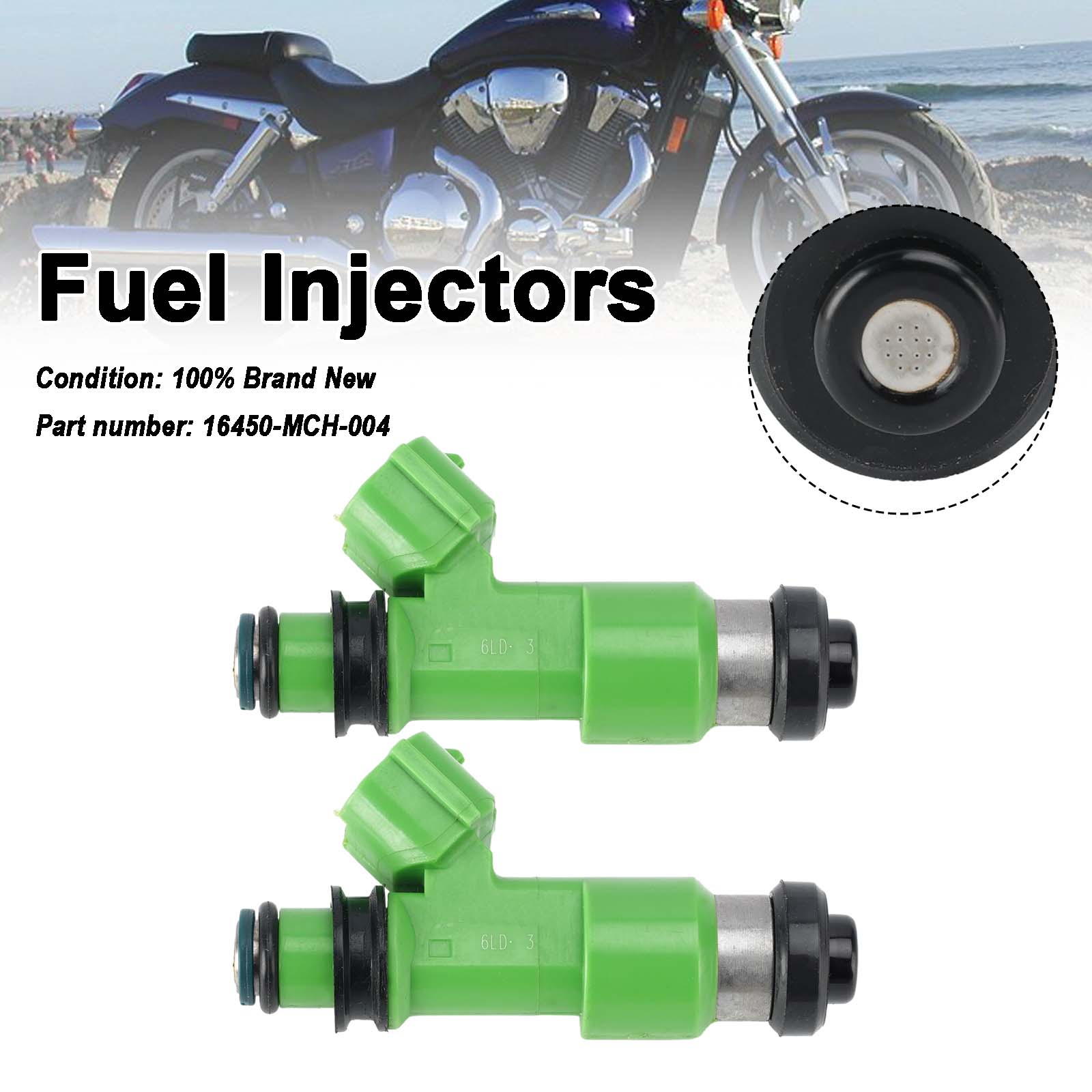 2PC Fuel Injectors 16450-MCH-004 For Honda VTX1800 VTX1800C R S/N/F/T