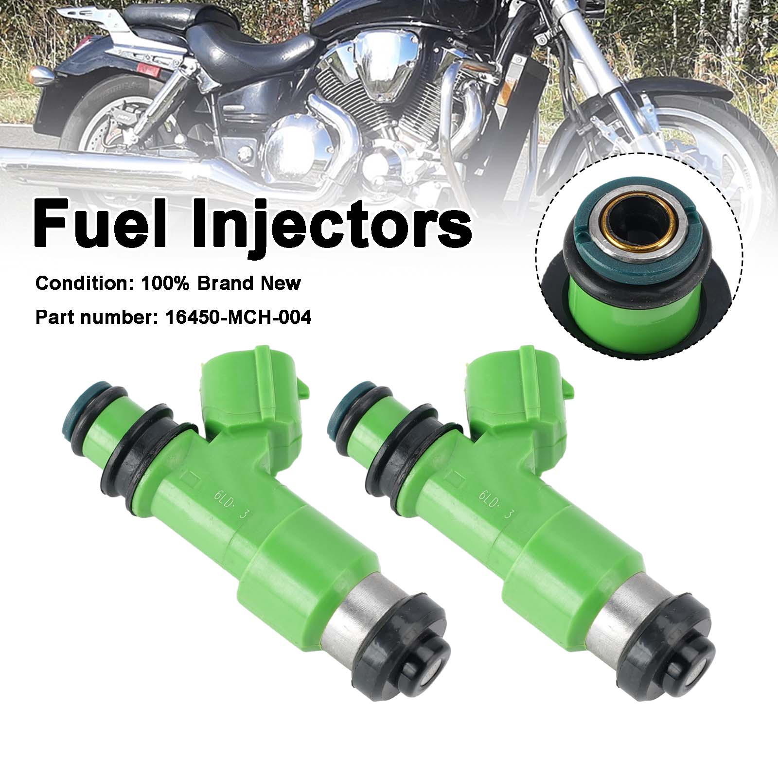 2PC Fuel Injectors 16450-MCH-004 For Honda VTX1800 VTX1800C R S/N/F/T