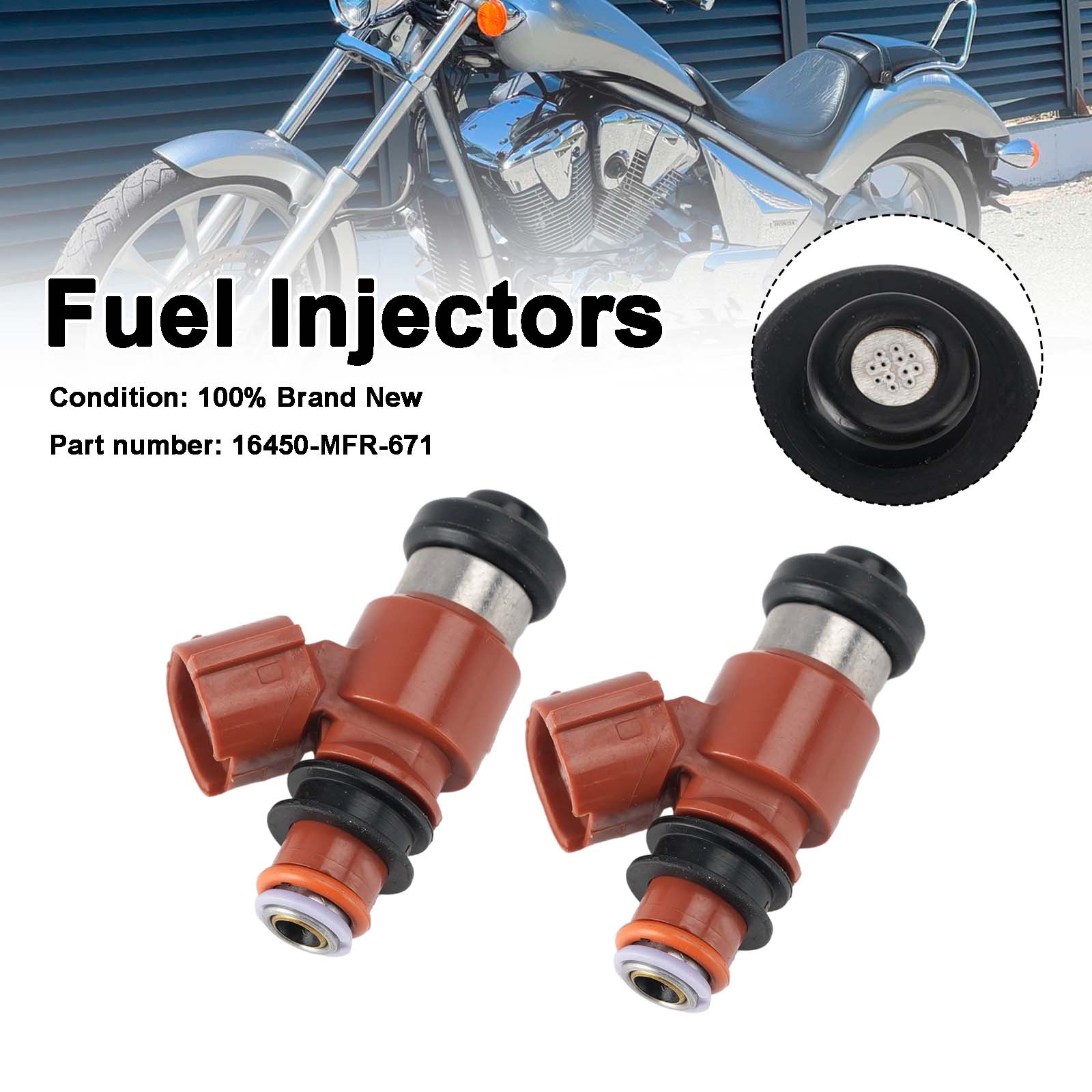2PC Fuel Injectors 16450-MFR-671 For Honda VT1300 2010-2025