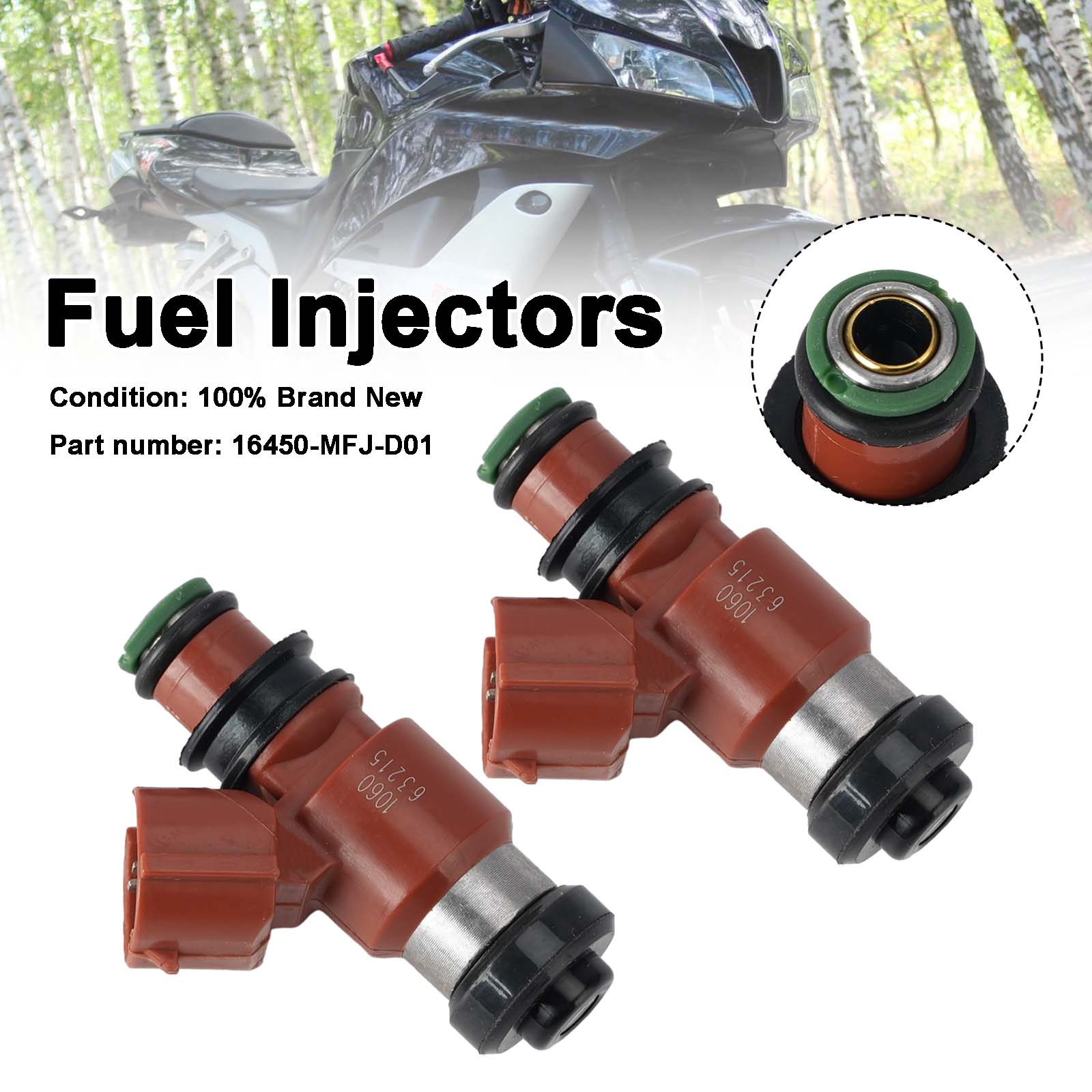 2PC Fuel Injectors 16450-MFJ-D01 For Honda Rebel 500 17-24 CB500 CBR600RR