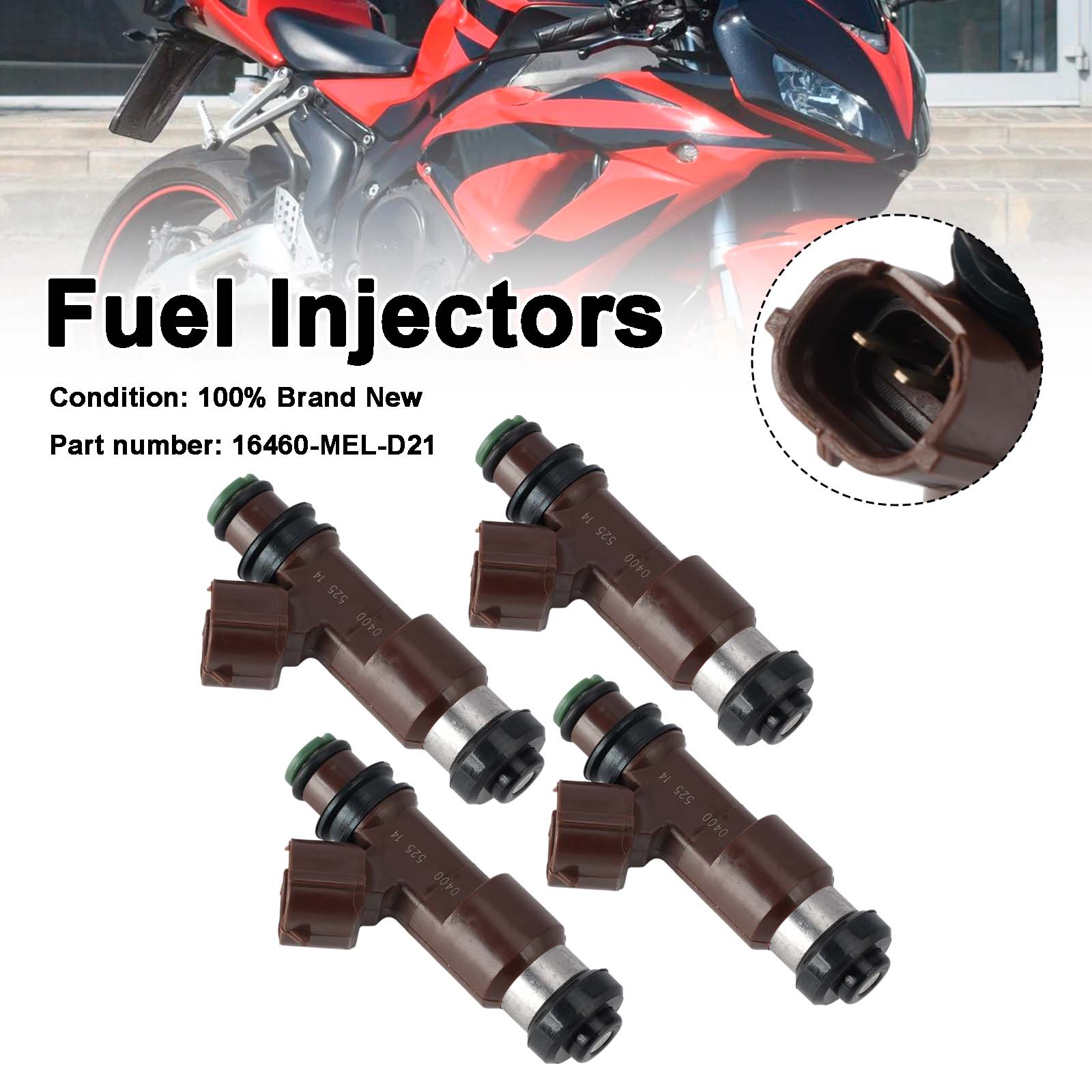 4PC Fuel Injectors 16460-MEL-D21 For Honda CBR1000RR 2006-2007