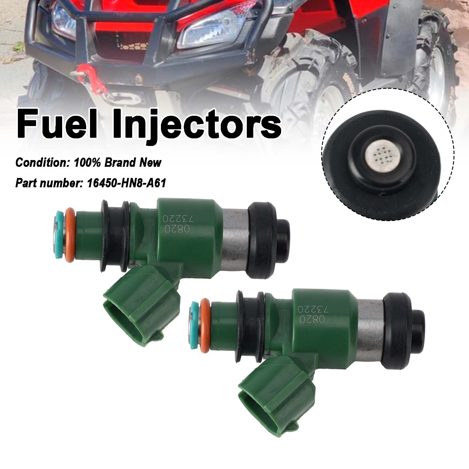 2PC Fuel Injectors 16450-HN8-A61 For Honda TRX680FA SXS700 MUV700 TRX700XX 06-18