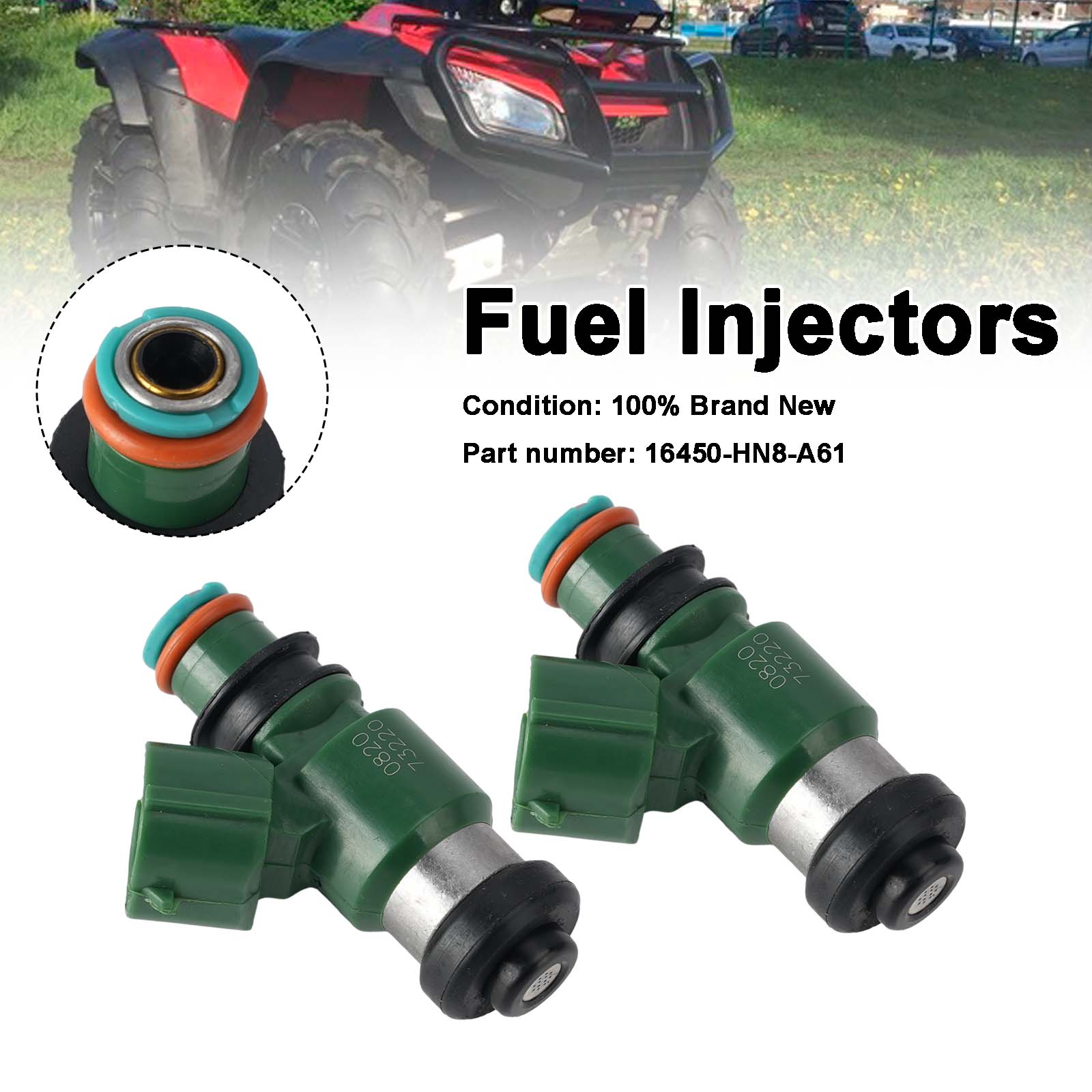 2PC Fuel Injectors 16450-HN8-A61 For Honda TRX680FA SXS700 MUV700 TRX700XX 06-18
