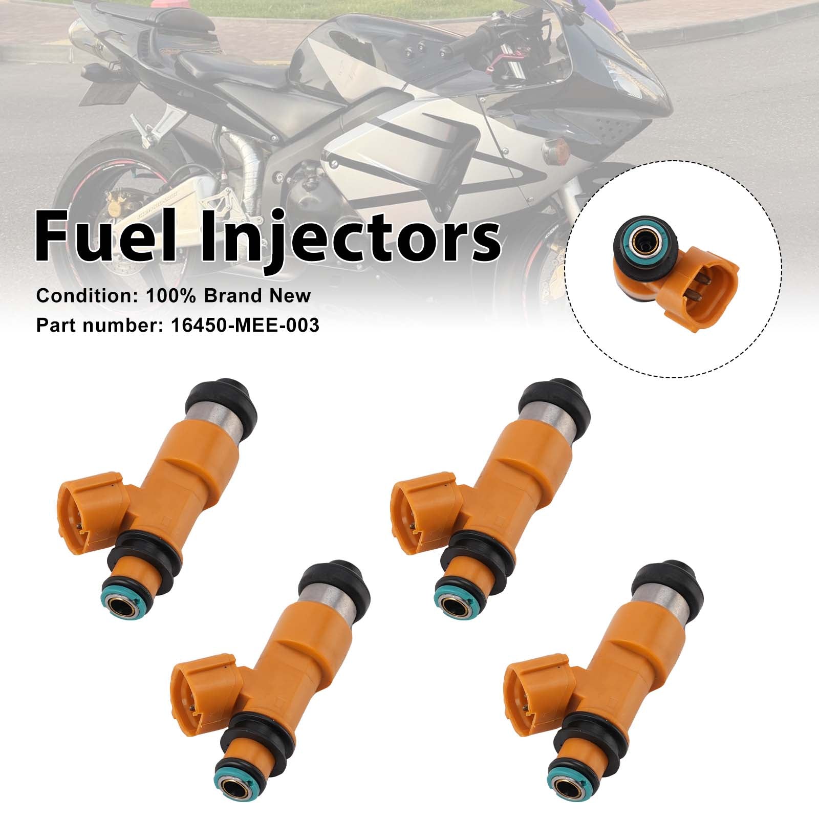 4PC Fuel Injectors 16450-MEE-003 For Honda CBR600RR 2003-2004