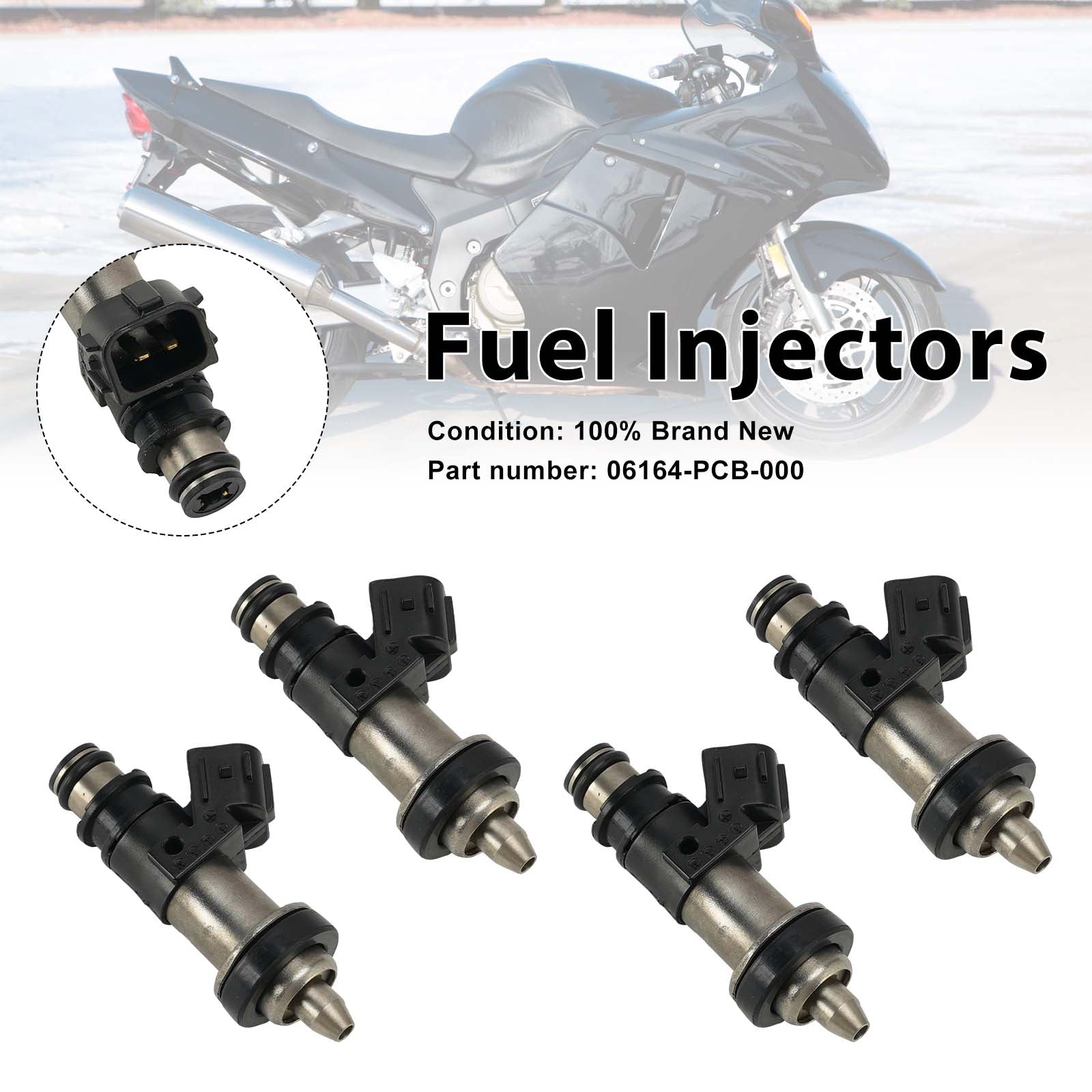 4PC Fuel Injectors 06164-PCB-000 For Honda CBR1100XX 1999-2003