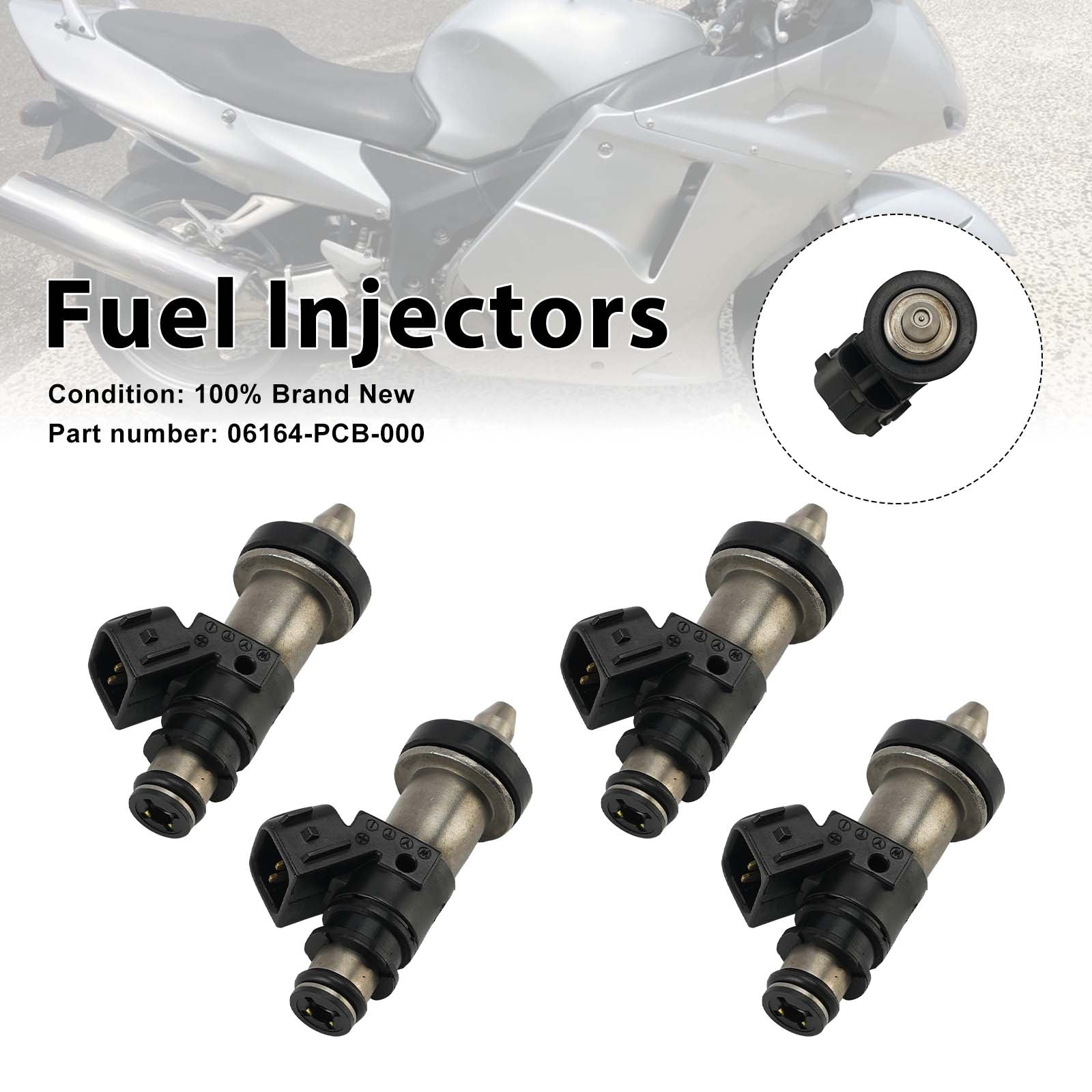 4PC Fuel Injectors 06164-PCB-000 For Honda CBR1100XX 1999-2003