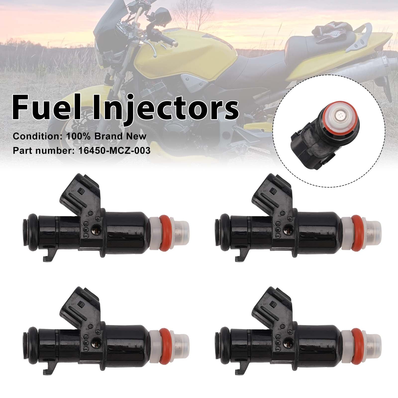4PC Fuel Injectors 16450-MCZ-003 For Honda CB900F 919 2002-2007
