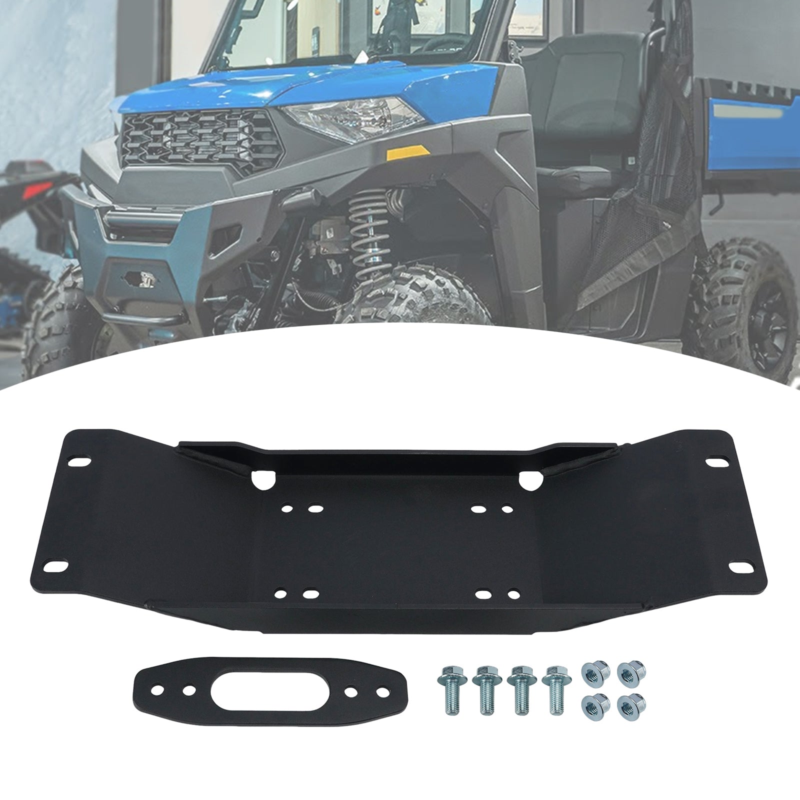 Winch Mount Plate Bracket Kit For Polaris Ranger Midsize Sp 570/ Crew 2022-2025