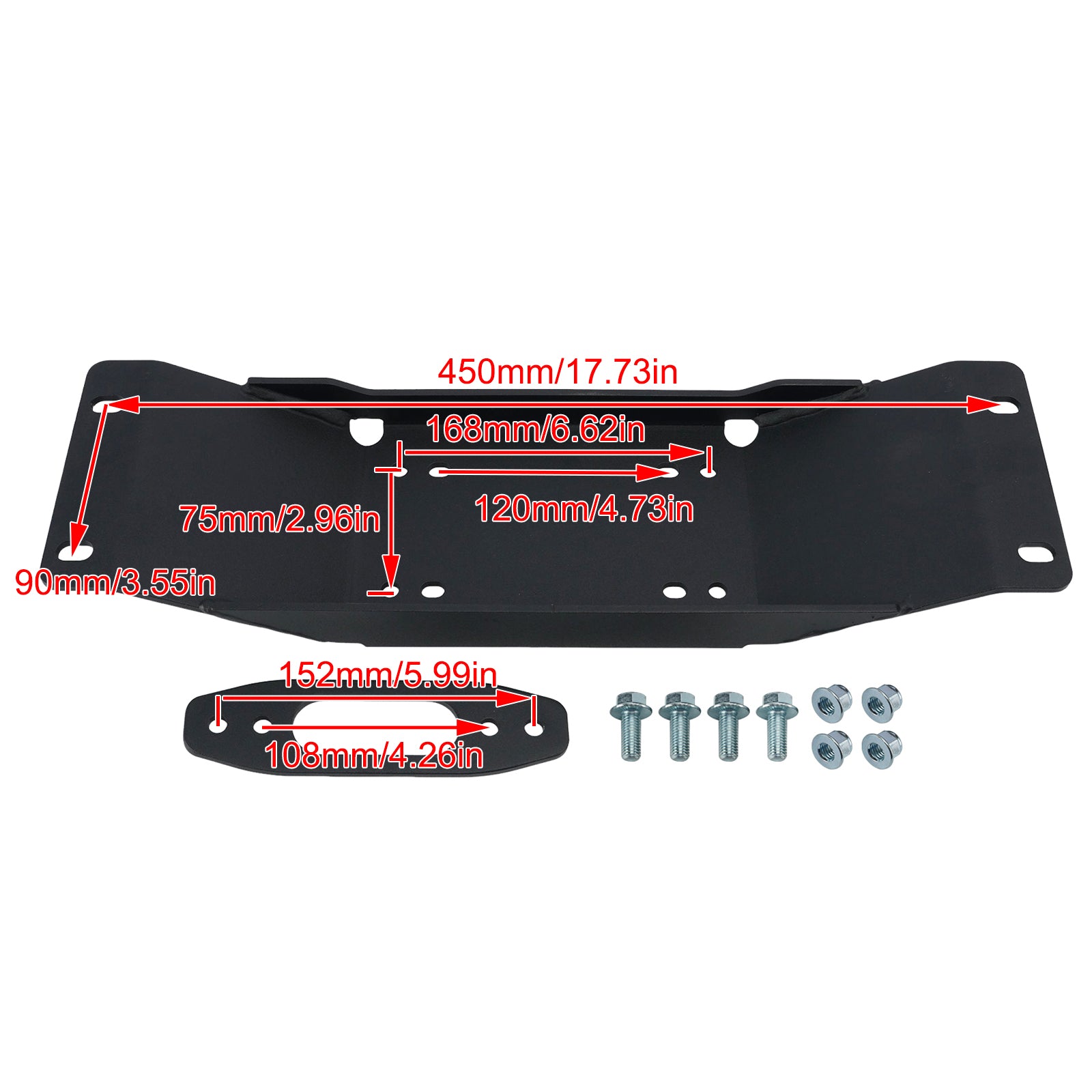 Winch Mount Plate Bracket Kit For Polaris Ranger Midsize Sp 570/ Crew 2022-2025