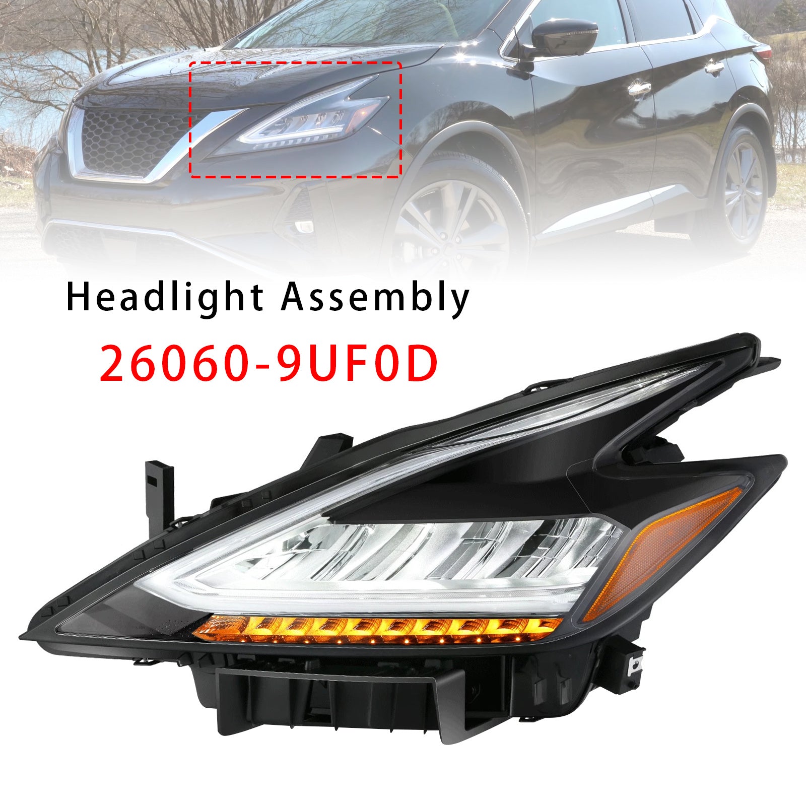 Left LED Head Light 26060-9UF0D For Nissan Murano 2019-2021