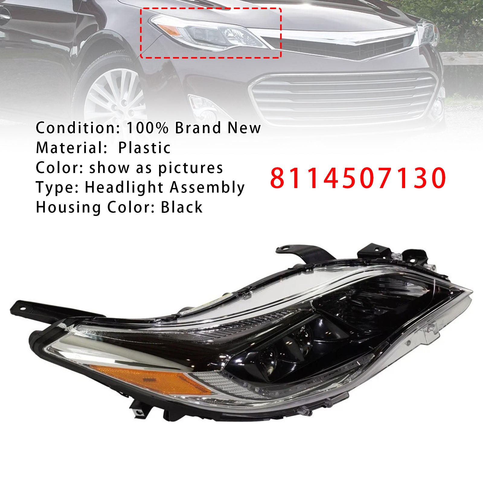 Right Xenon/HID Head Light 8114507130 For Toyota Avalon 2013-2015