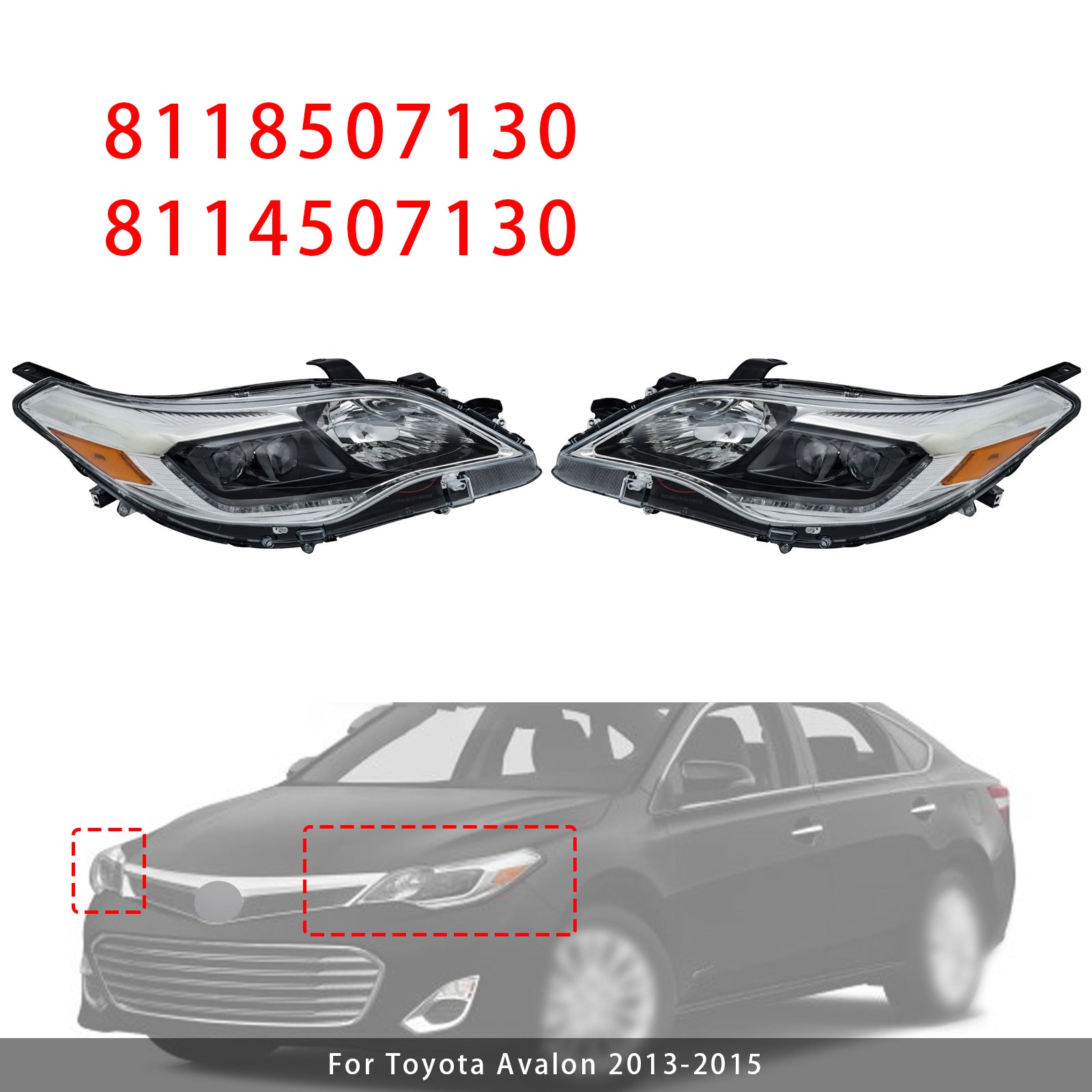 Left+Right Xenon/HID Head Light 8118507130 8114507130 For Toyota Avalon 13-2015