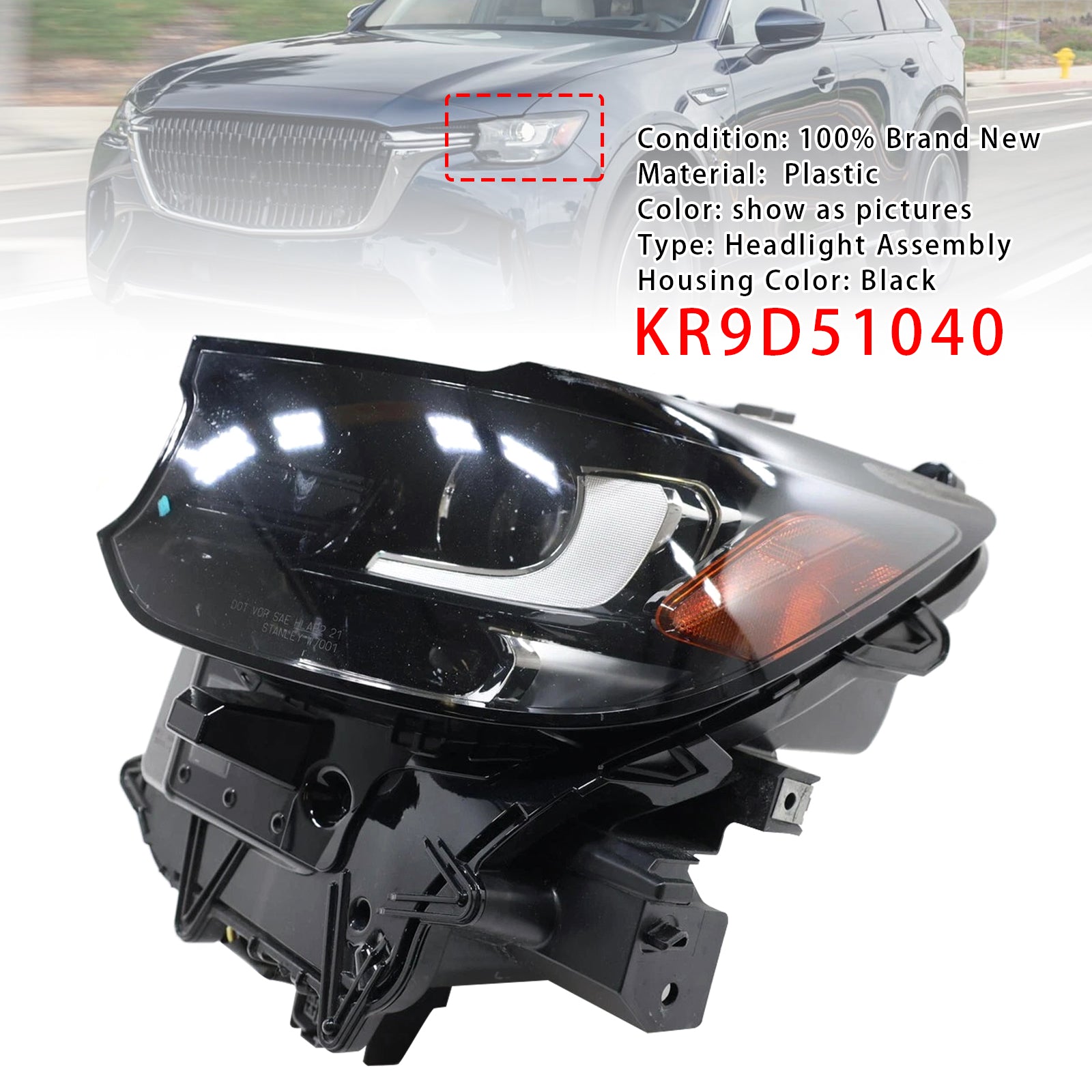 Left LED Head Light Without DRL/AFS For Mazda CX-90 2024-2025 KR9D51040