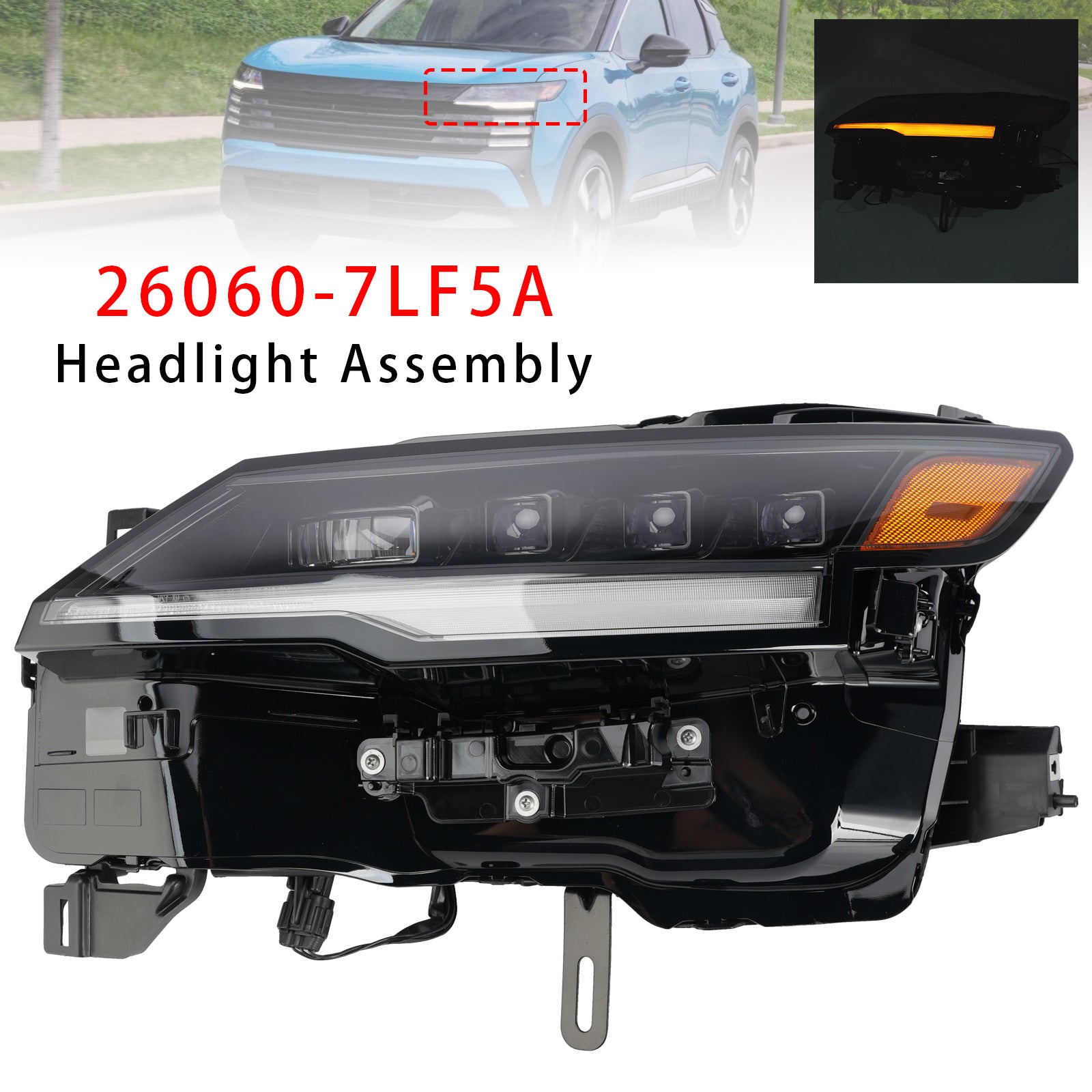 Left LED Headlight 26060-7LF5A For Nissan Kicks 2025-2026