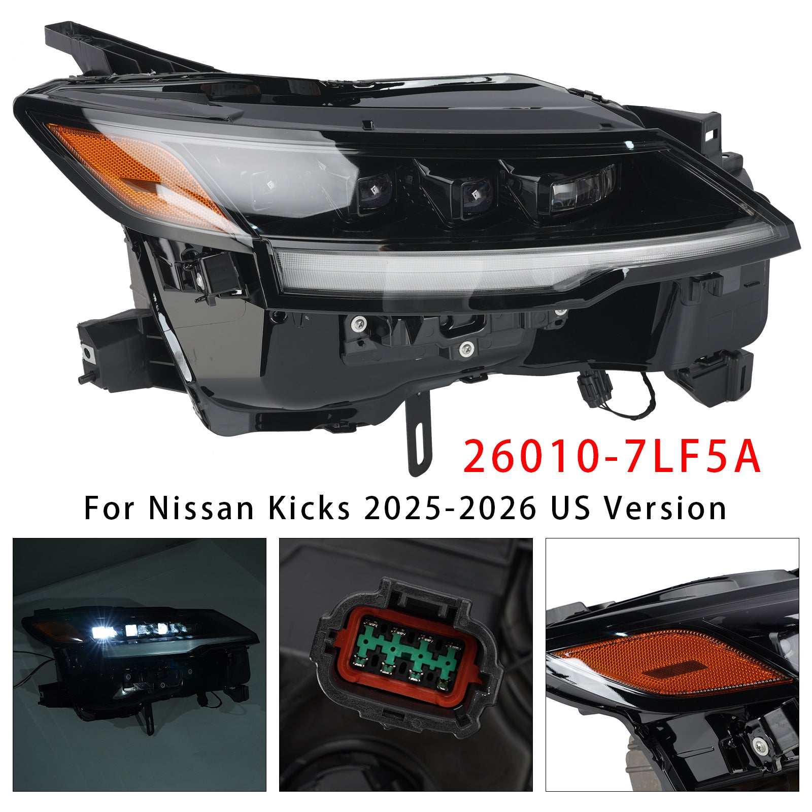 Right LED Headlight 26010-7LF5A For Nissan Kicks 2025-2026