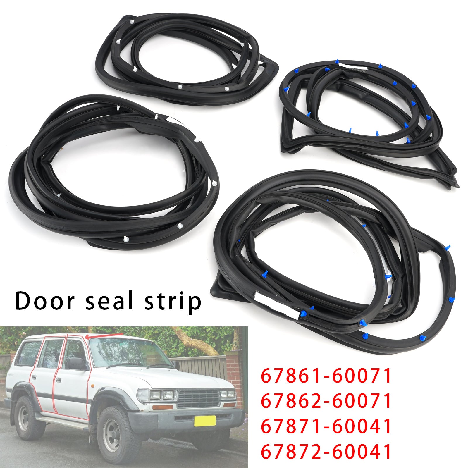 4Pcs Door Weatherstrip For Toyota Land Cruiser Fj80 Fzj80 Hzj81 Hdj80 1990-1998
