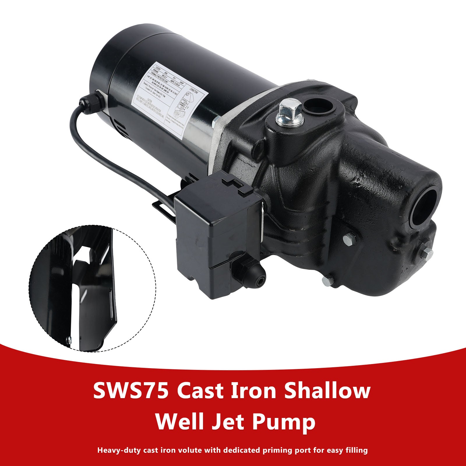 SWS75 Heavy Duty 3/4HP 779 GPH Cast Iron  Shallow Well Jet Pump  040066218780