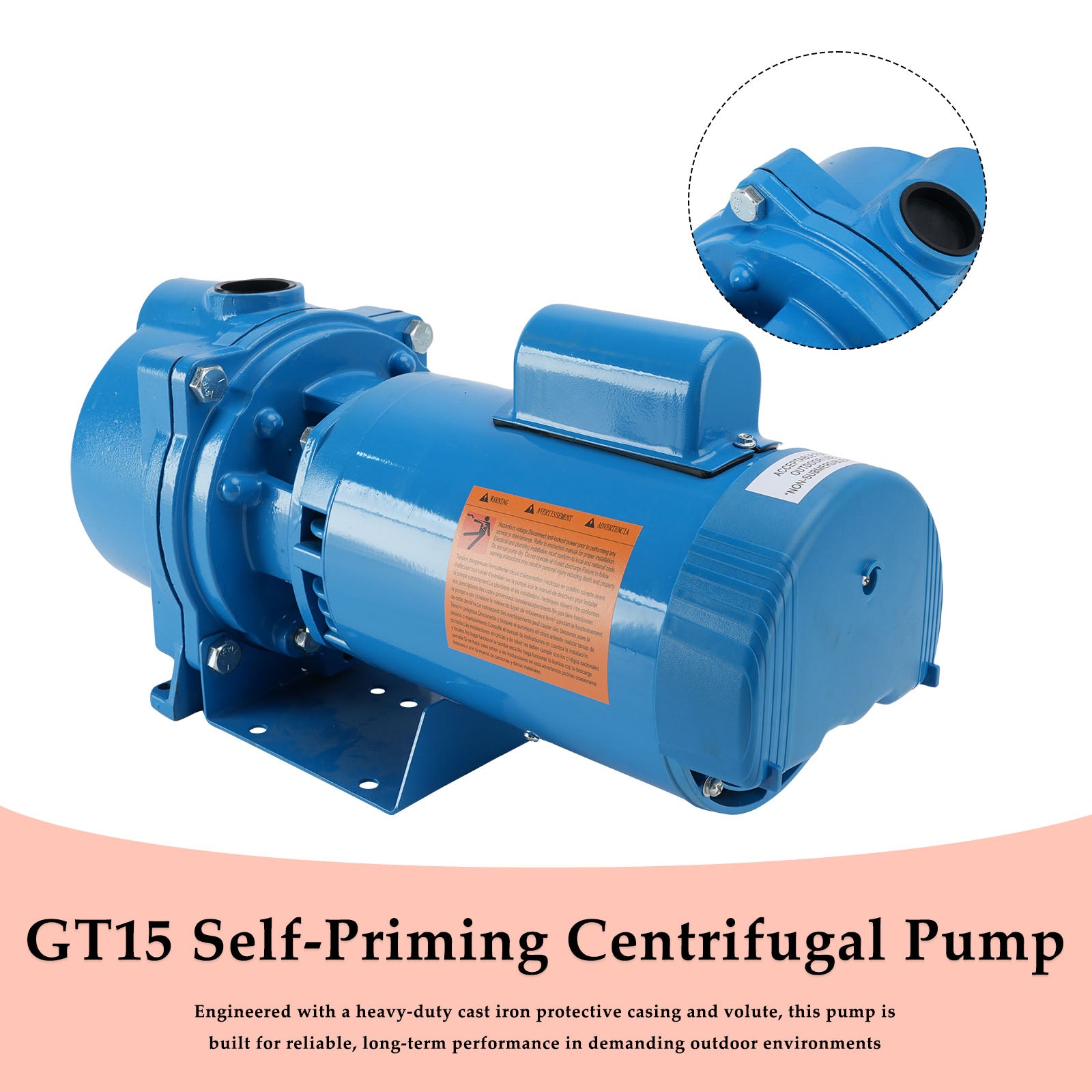 GT15 Self - Priming Centrifugal Pump - 1.5 HP