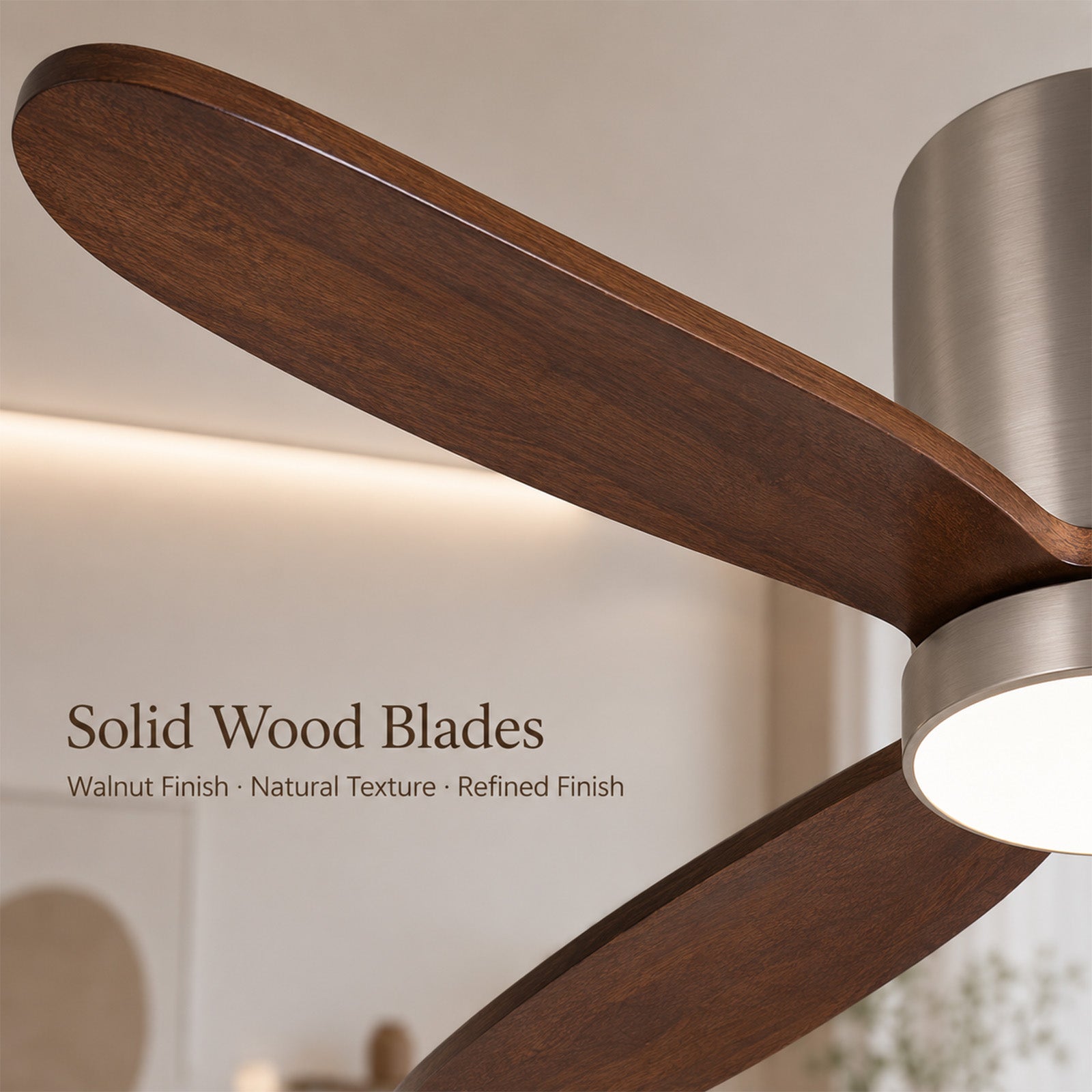 Quiet 35W Motor 6 Speed Flush Ceiling Fan 3 Color Temperature LED Light Remote