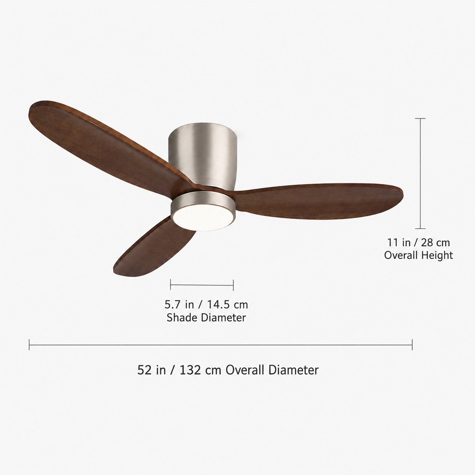 Quiet 35W Motor 6 Speed Flush Ceiling Fan 3 Color Temperature LED Light Remote
