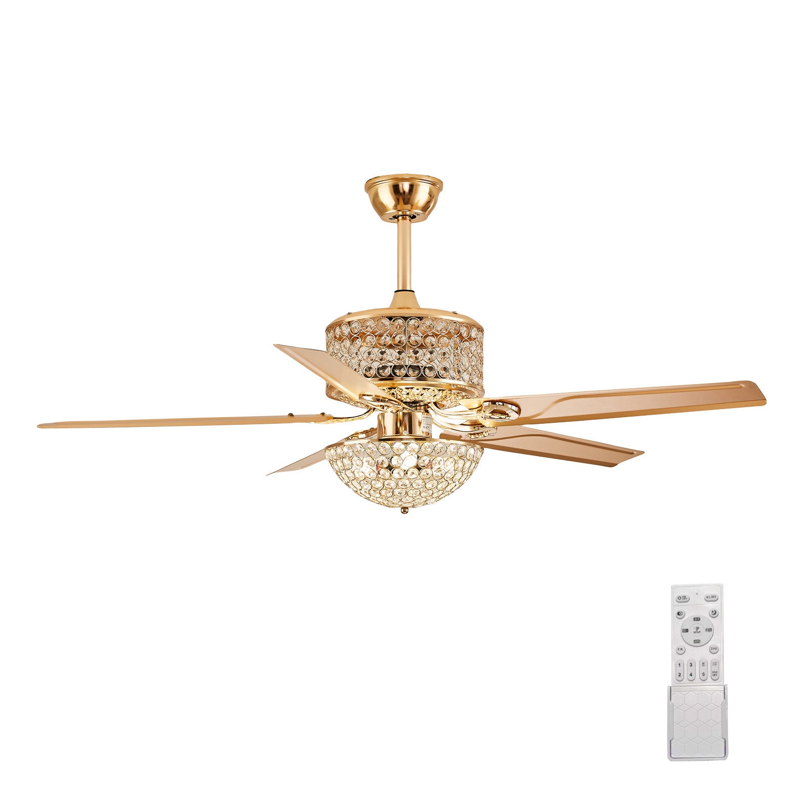 52 " Crystal Ceiling Fan with Light and Remote