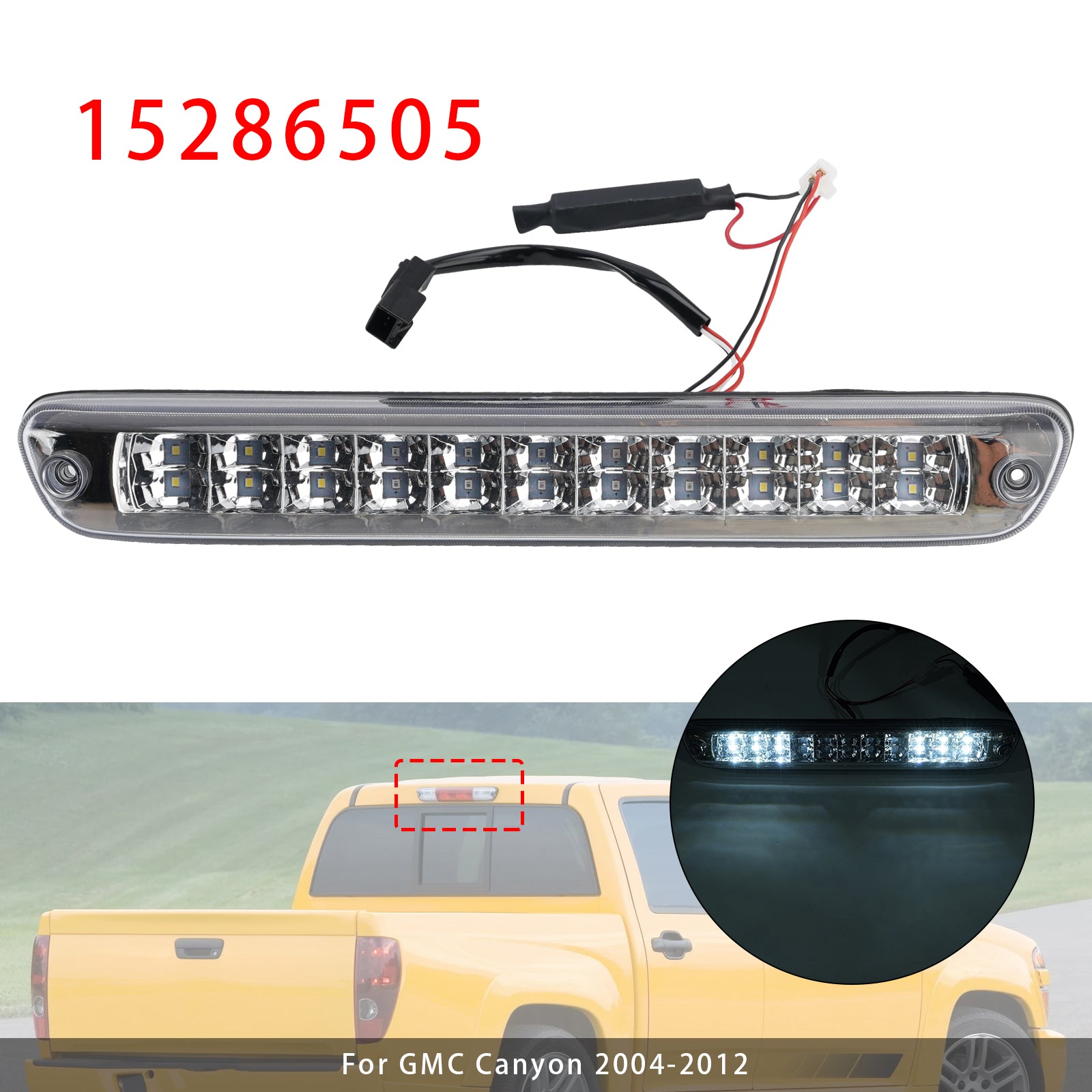 LED Third Brake Light 15286505 For Chevy Colorado GMC Canyon 2004-2012 White