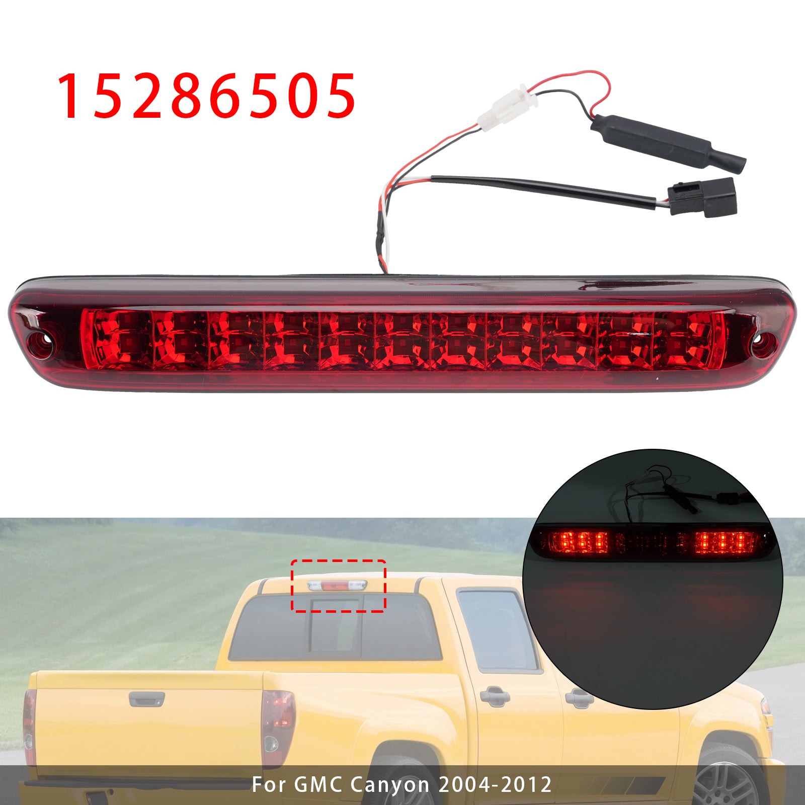 LED Third Brake Light 15286505 For Chevy Colorado GMC Canyon 2004-2012 Red