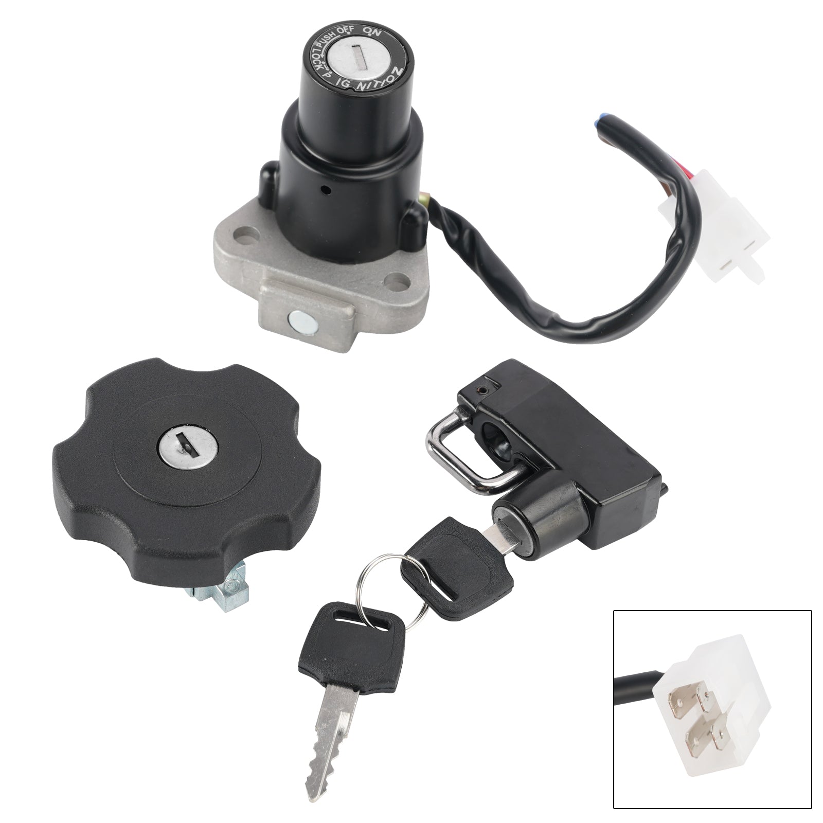 4-Wire Ignition Switch Fuel Cap Helmet Lock Set For Yamaha XT 600 XT600 90-1995
