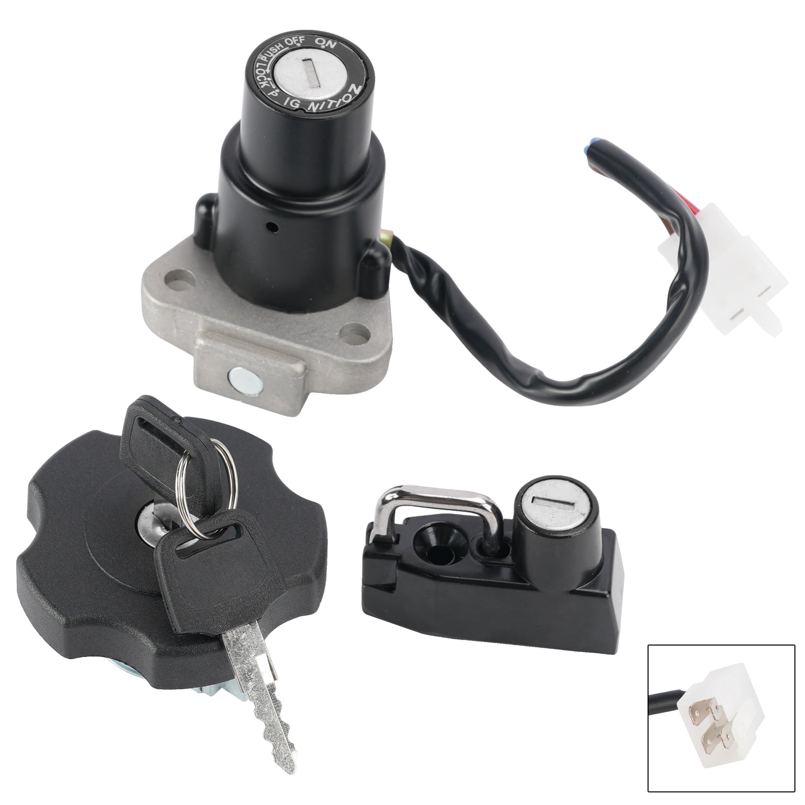 4-Wire Ignition Switch Fuel Cap Helmet Lock Set For Yamaha XT 600 XT600 90-1995