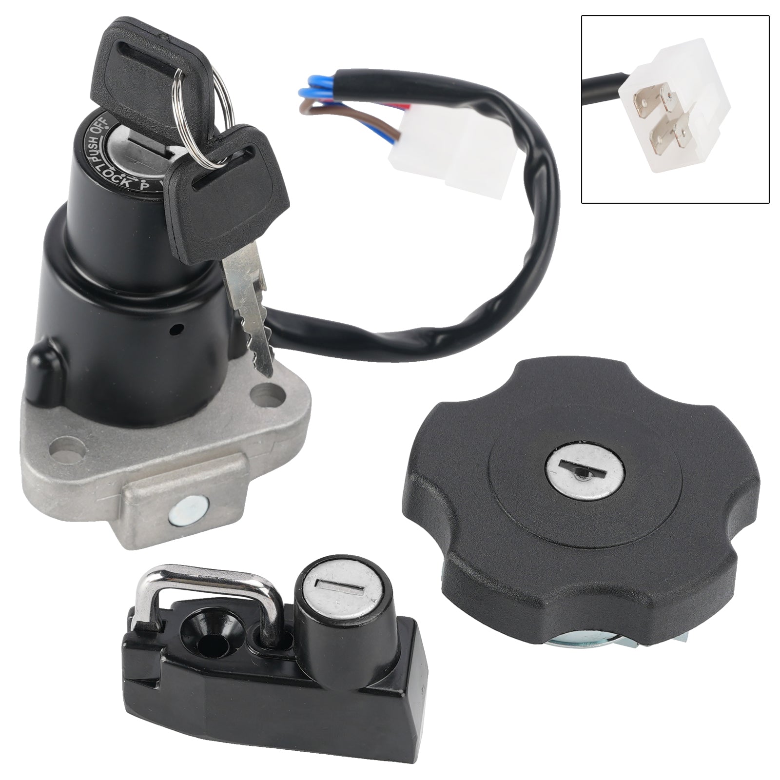 4-Wire Ignition Switch Fuel Cap Helmet Lock Set For Yamaha XT 600 XT600 90-1995